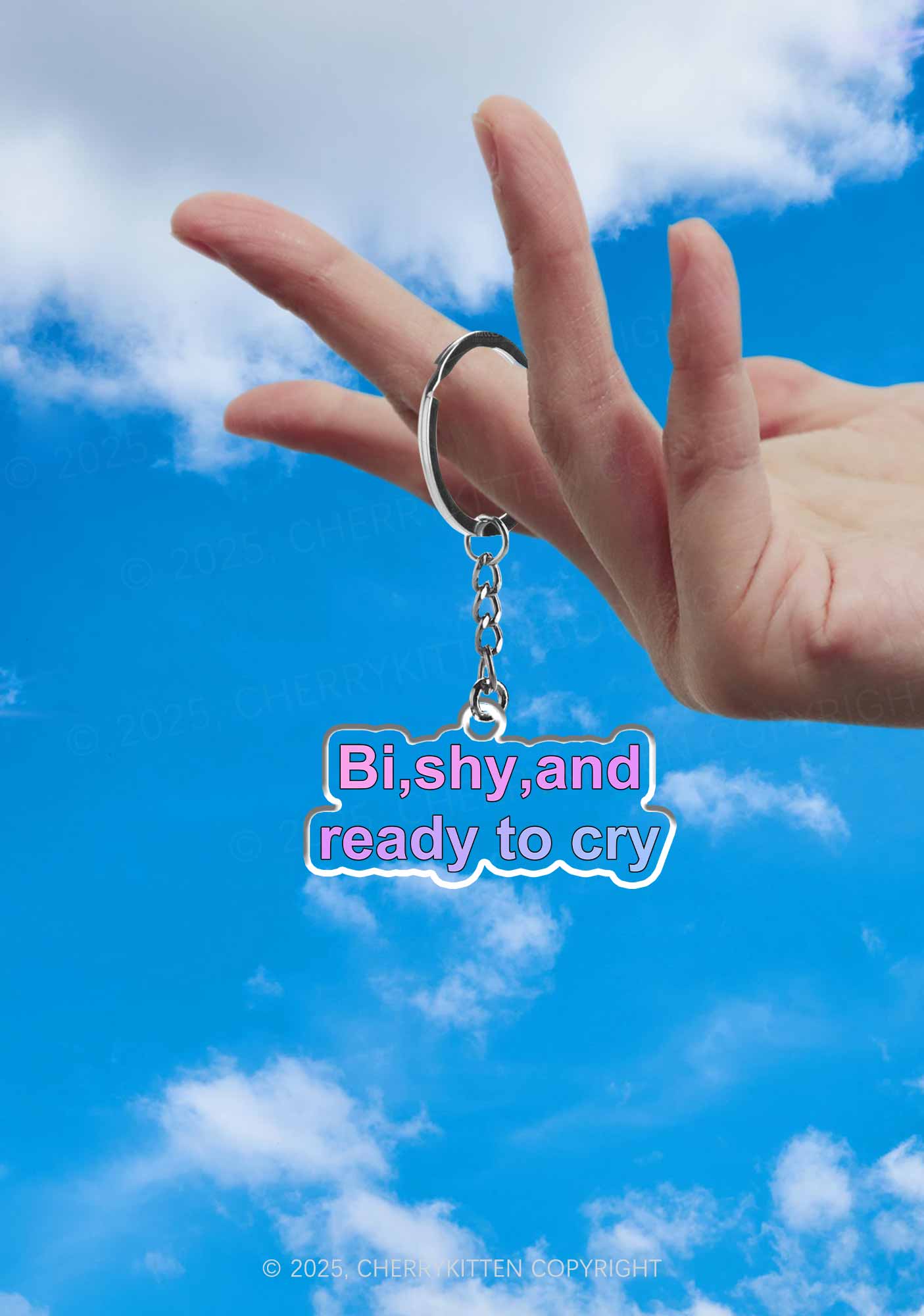 Bi Shy And Ready To Cry Pride 1Pc Y2K Keychain Cherrykitten - Image 2