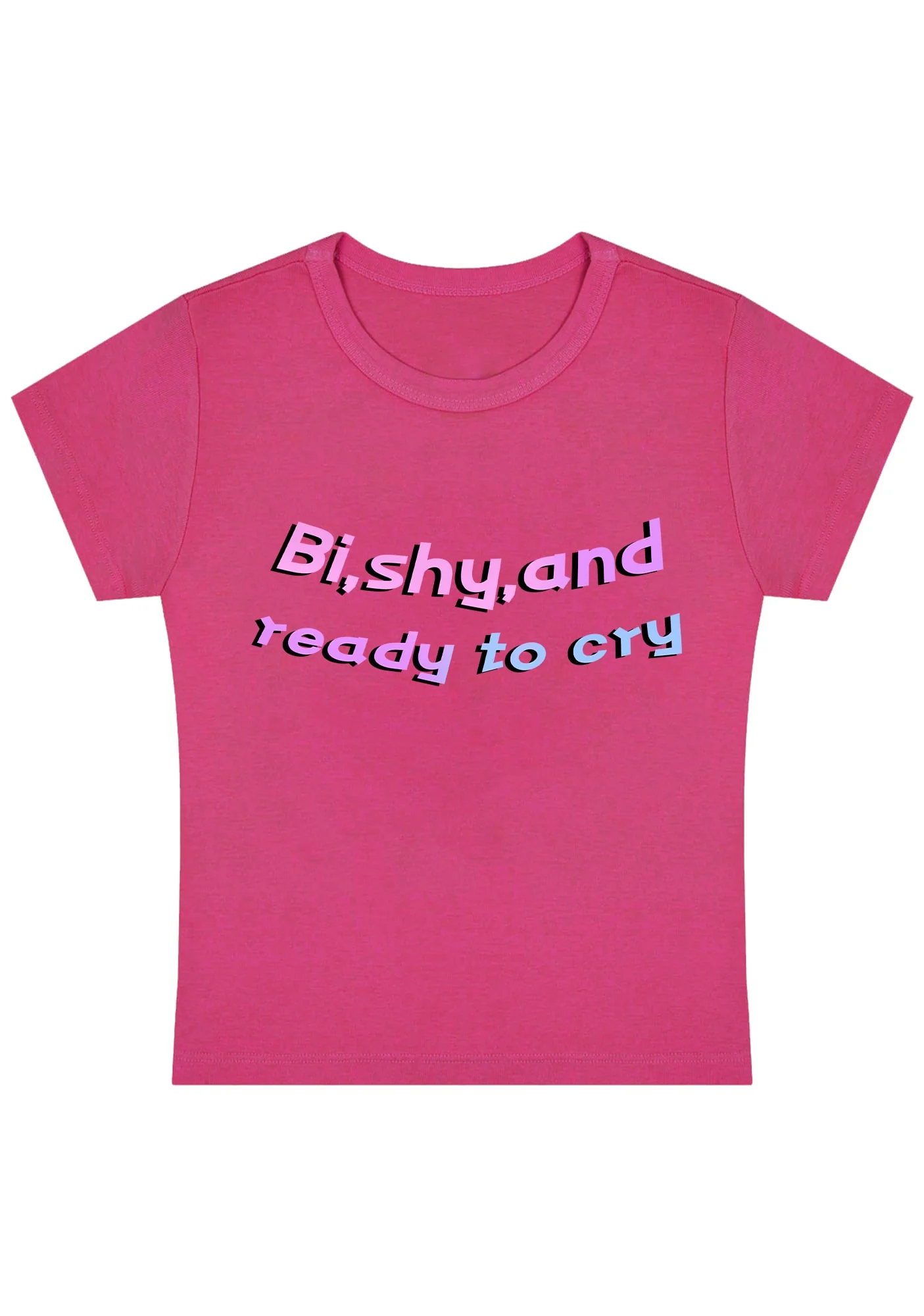 Bi Shy And Ready To Cry Y2K Baby Tee - Image 4
