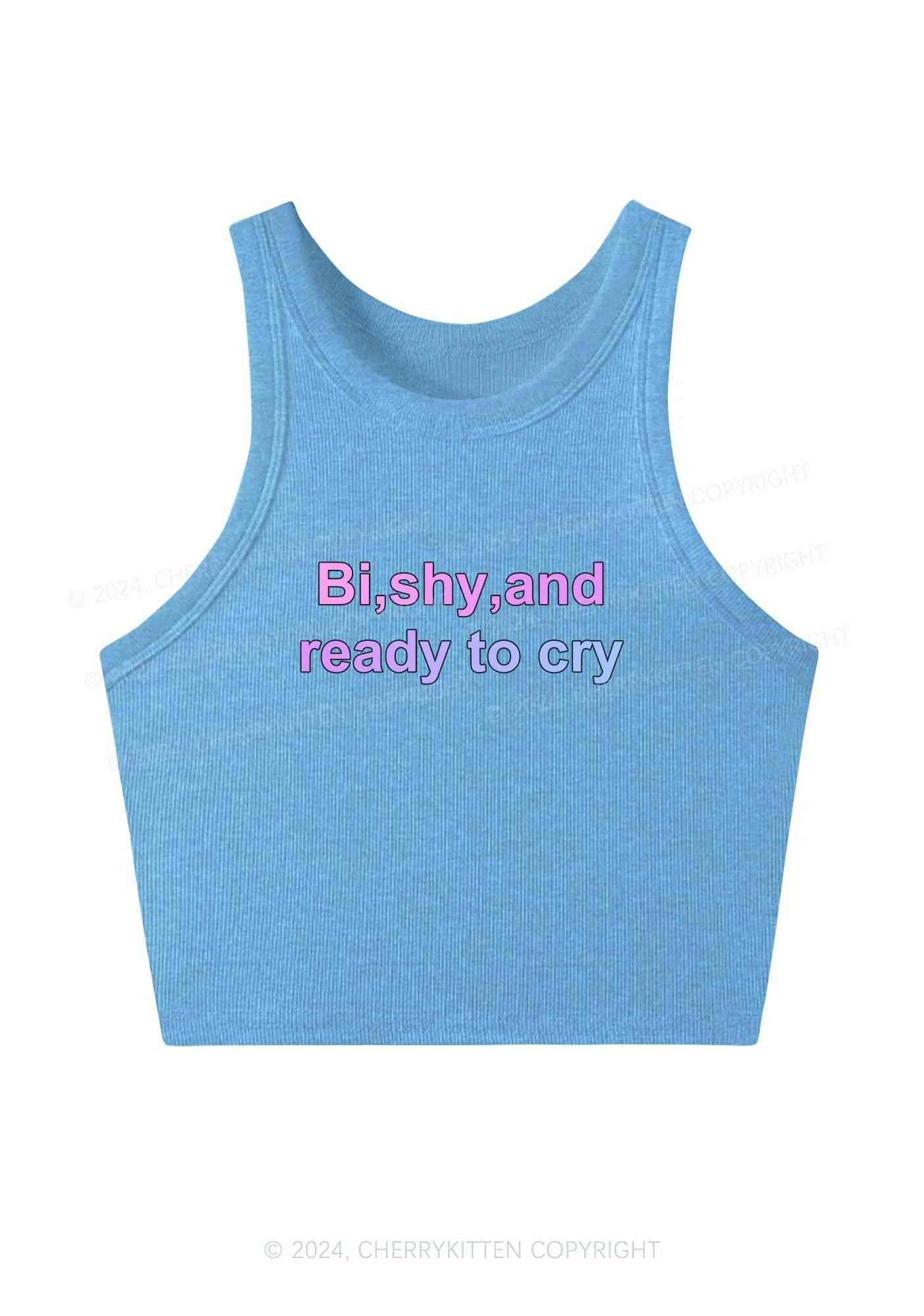 Bi Shy And Ready To Cry Y2K Crop Tank Top Cherrykitten - Image 3