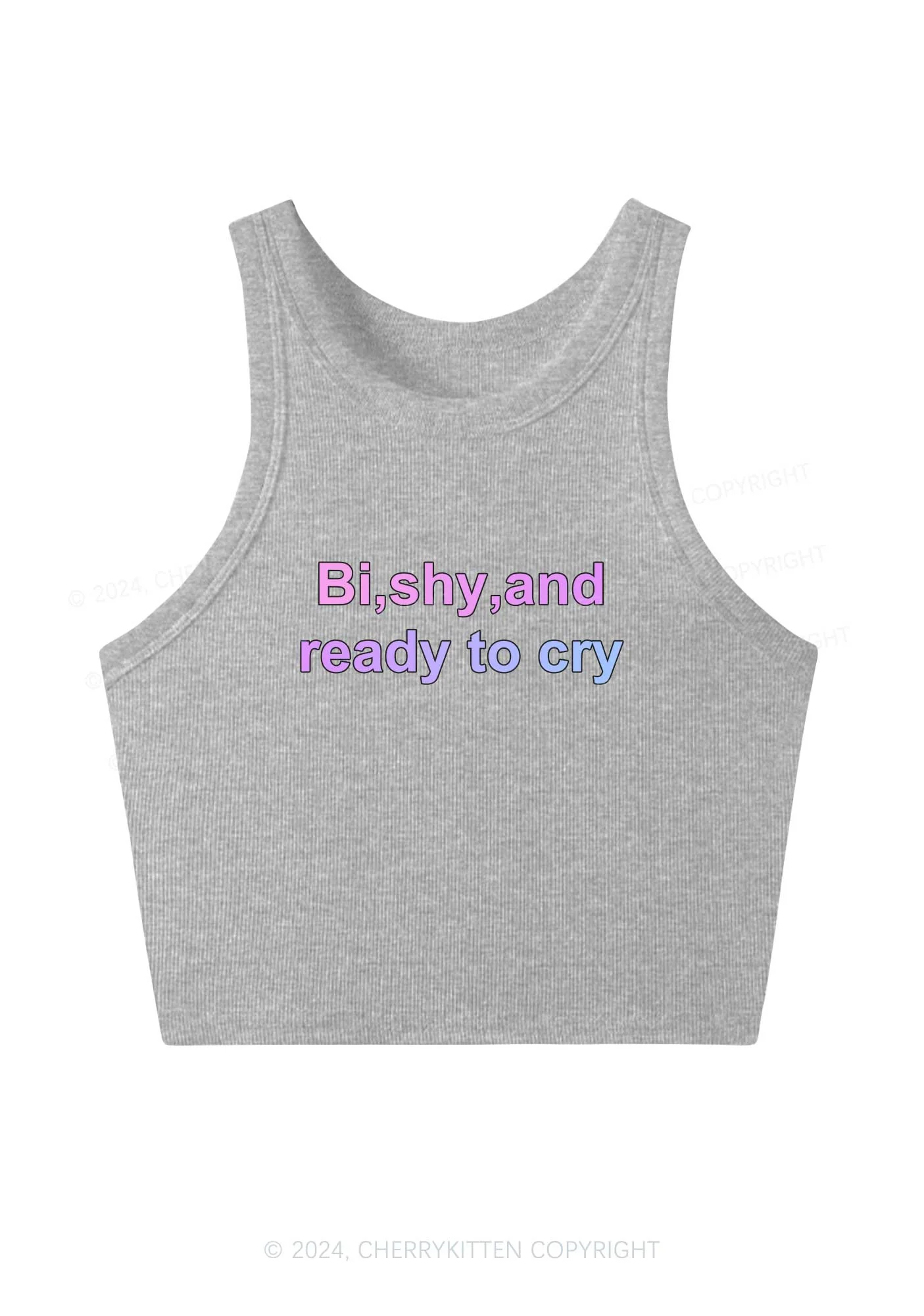 Bi Shy And Ready To Cry Y2K Crop Tank Top Cherrykitten - Image 4