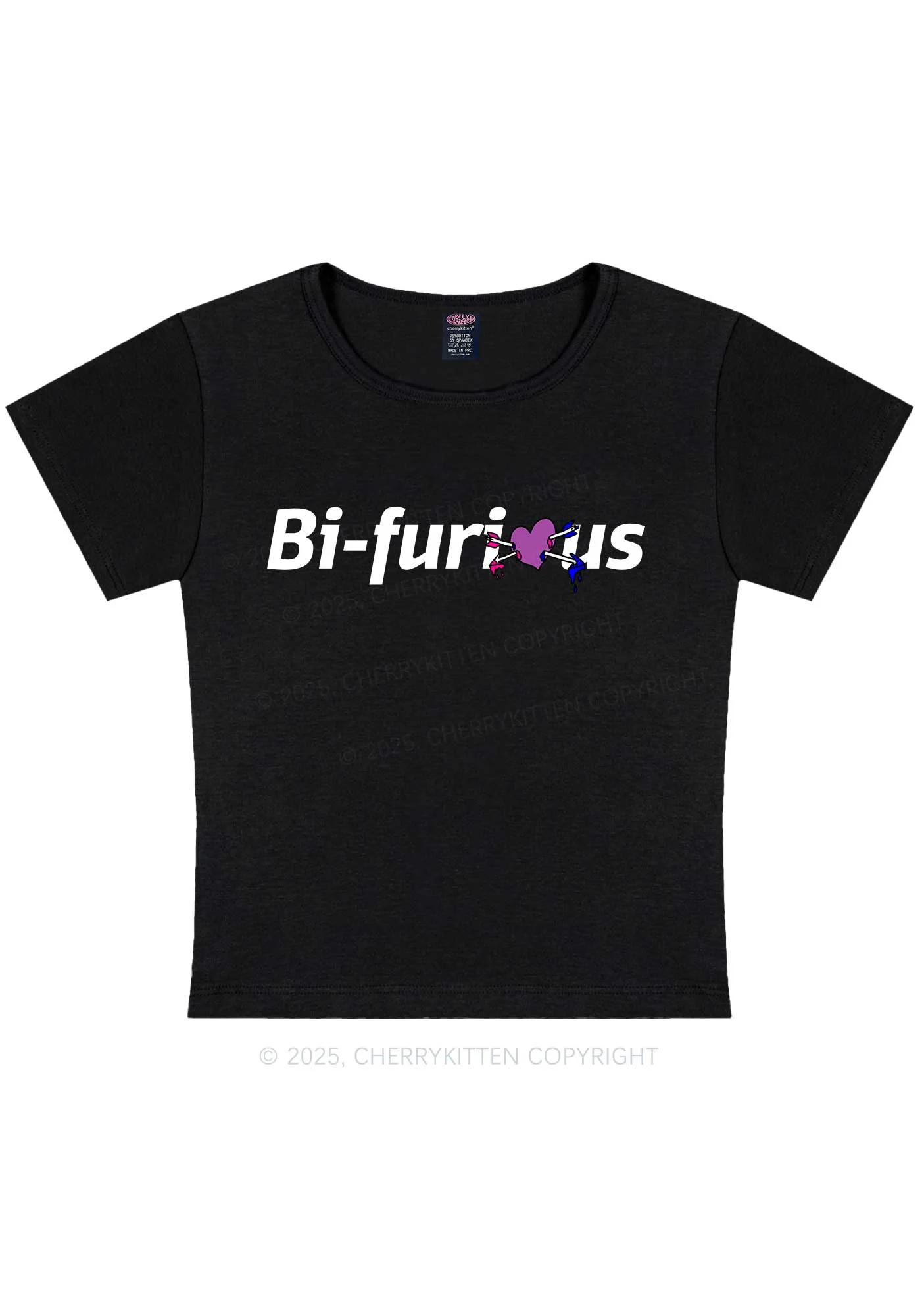 Bifurious Pride Y2K Baby Tee Cherrykitten - Image 4