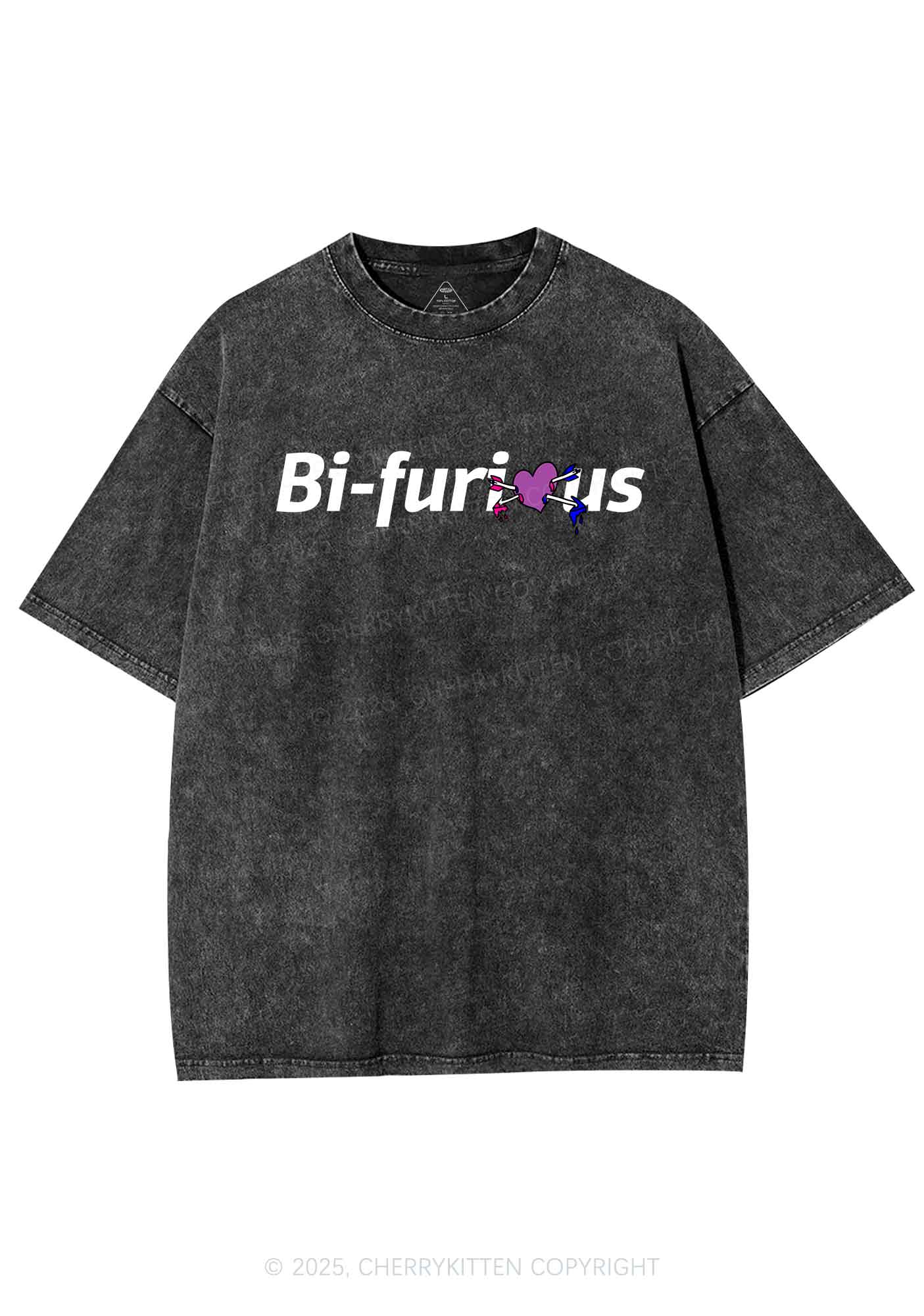 Bifurious Pride Y2K Shirts Washed Tee Cherrykitten - Image 3