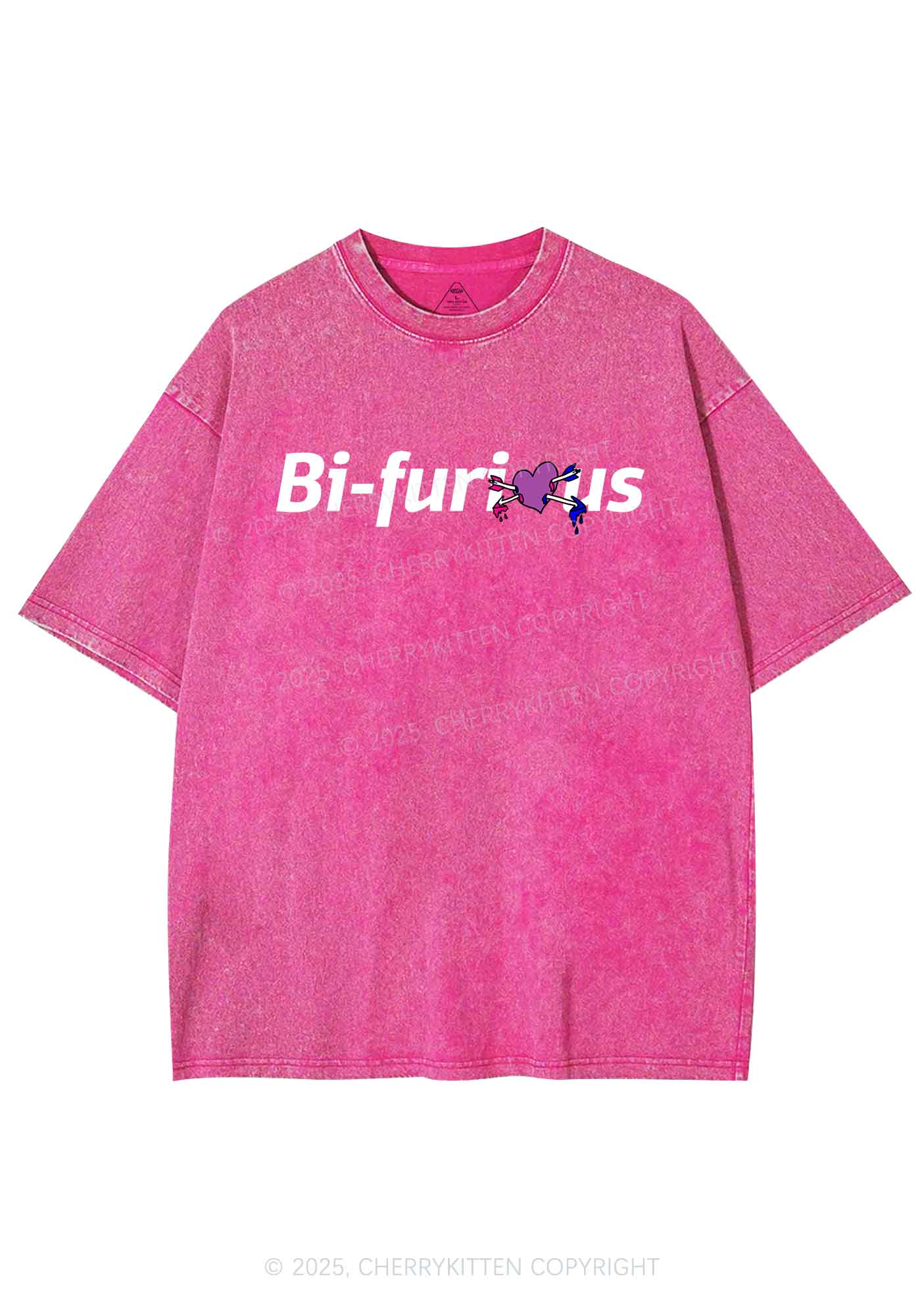 Bifurious Pride Y2K Shirts Washed Tee Cherrykitten - Image 4