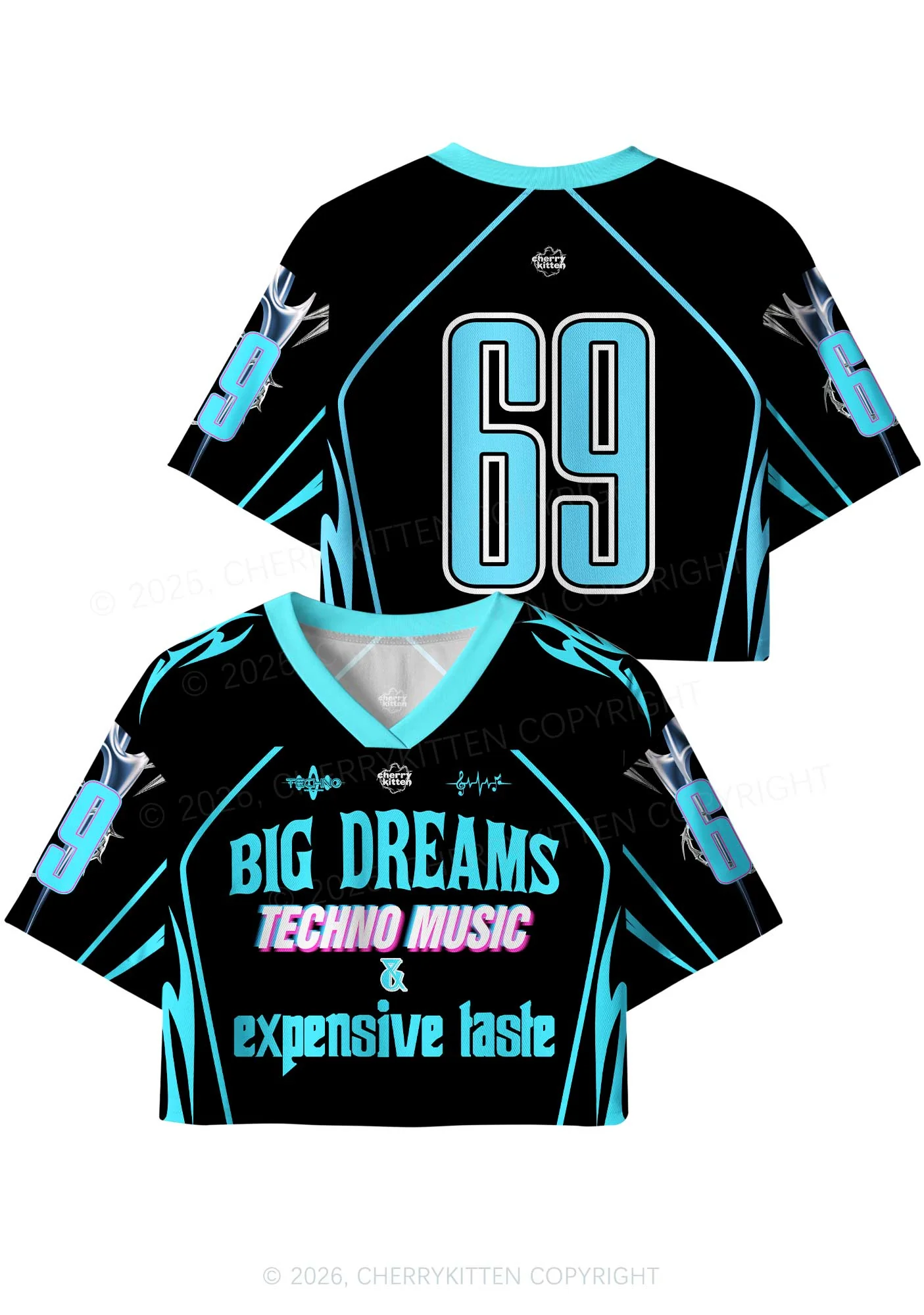 Big Dreams Techno Music Y2K Crop Sport Jersey Shirts Cherrykitten - Image 4
