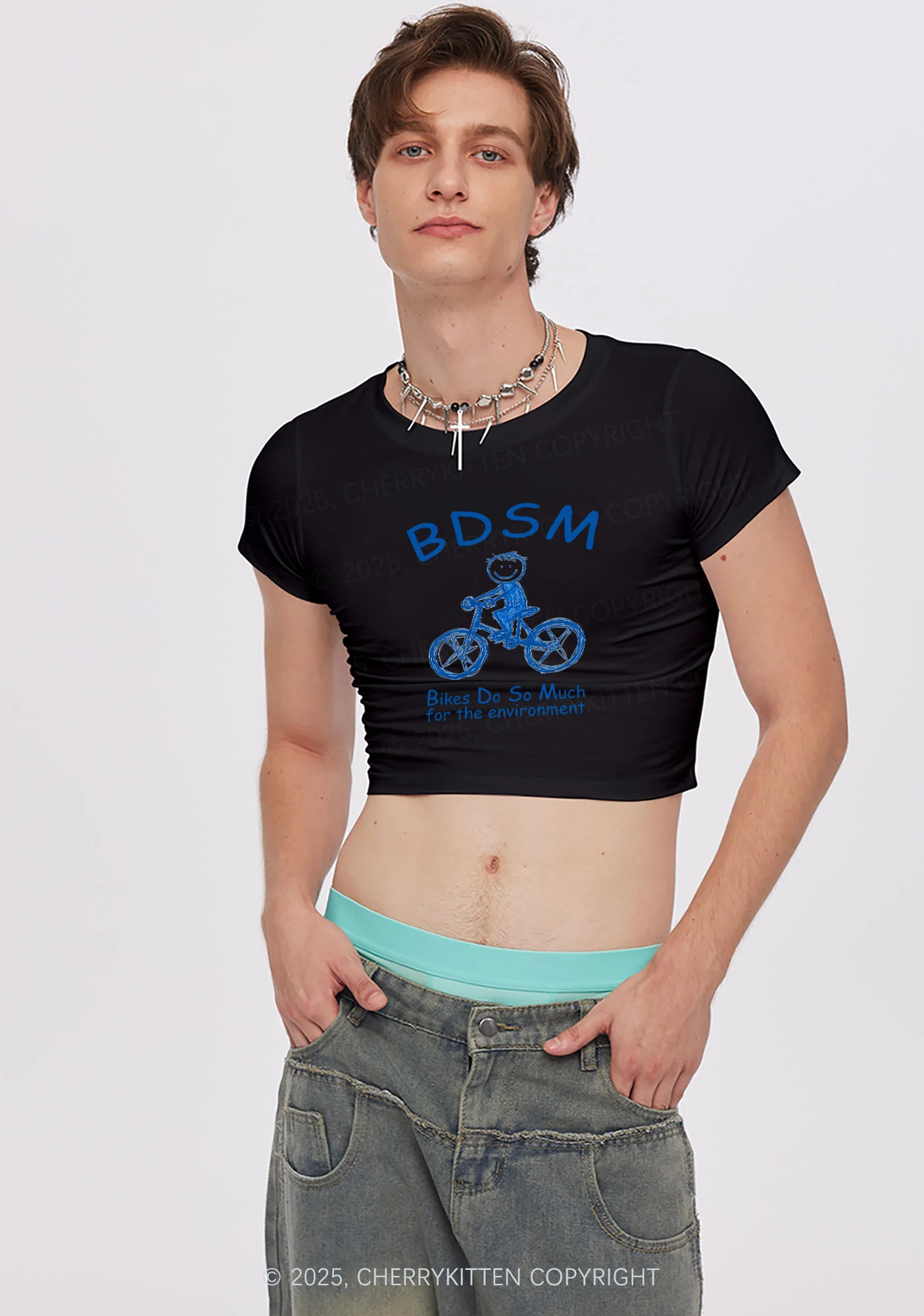 Bikes Do Much Environment Y2K Baby Tee Cherrykitten - Image 3