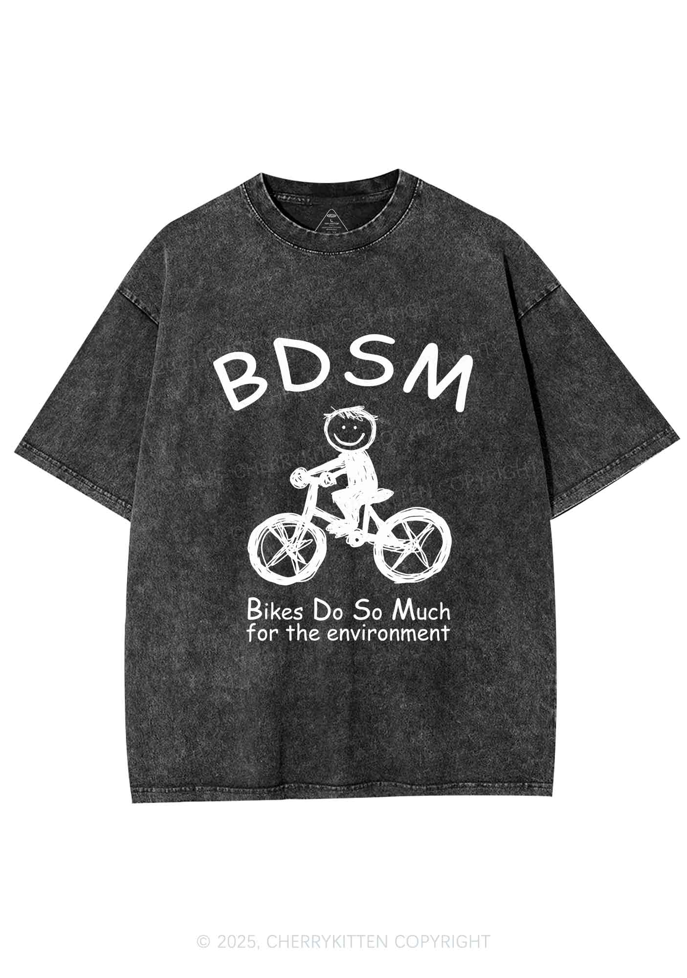 Bikes Do Much Environment Y2K Shirts Washed Tee Cherrykitten - Image 4
