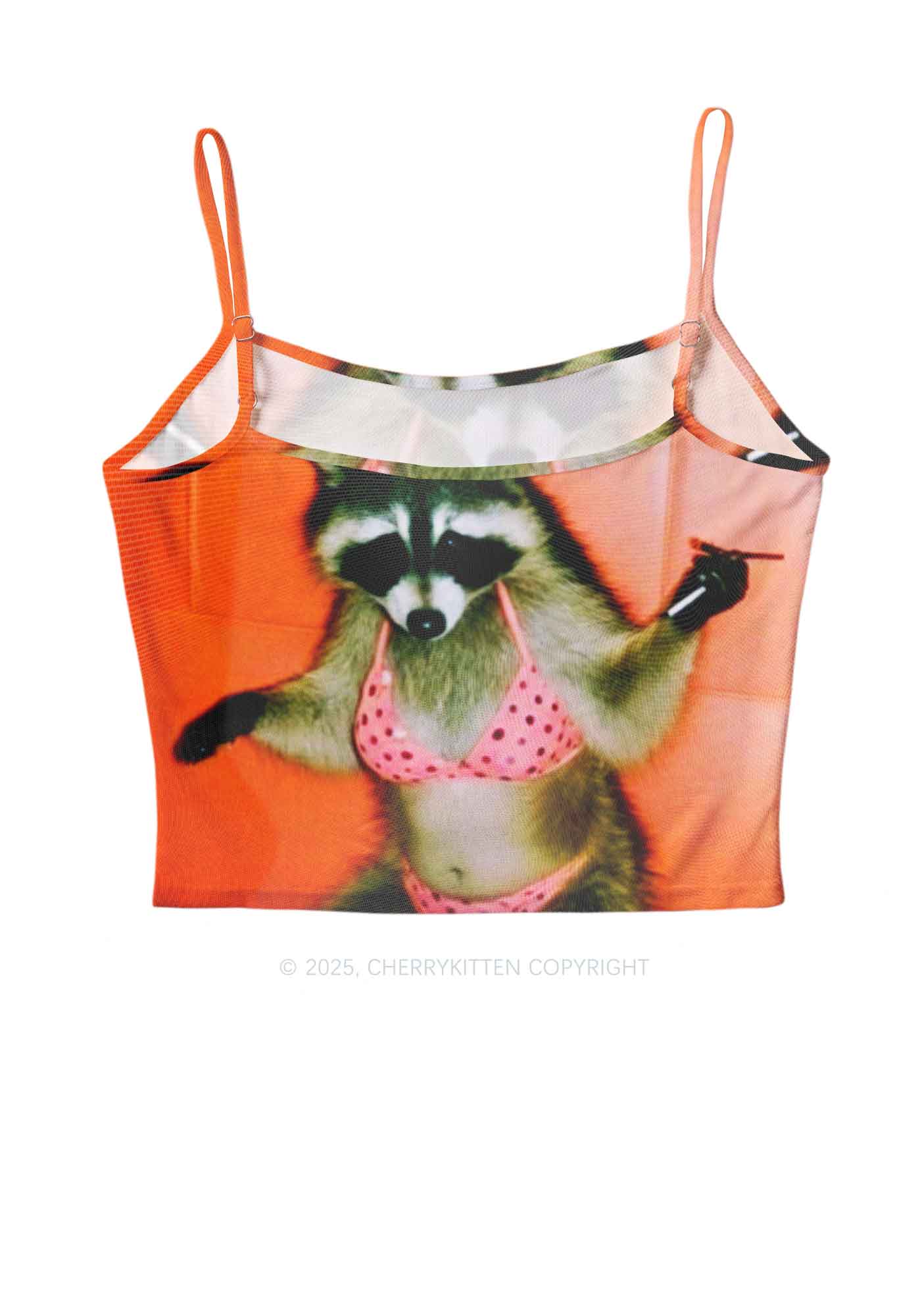 Bikini DJ Raccoon Y2K Mesh Cami Tank Cherrykitten - Image 3