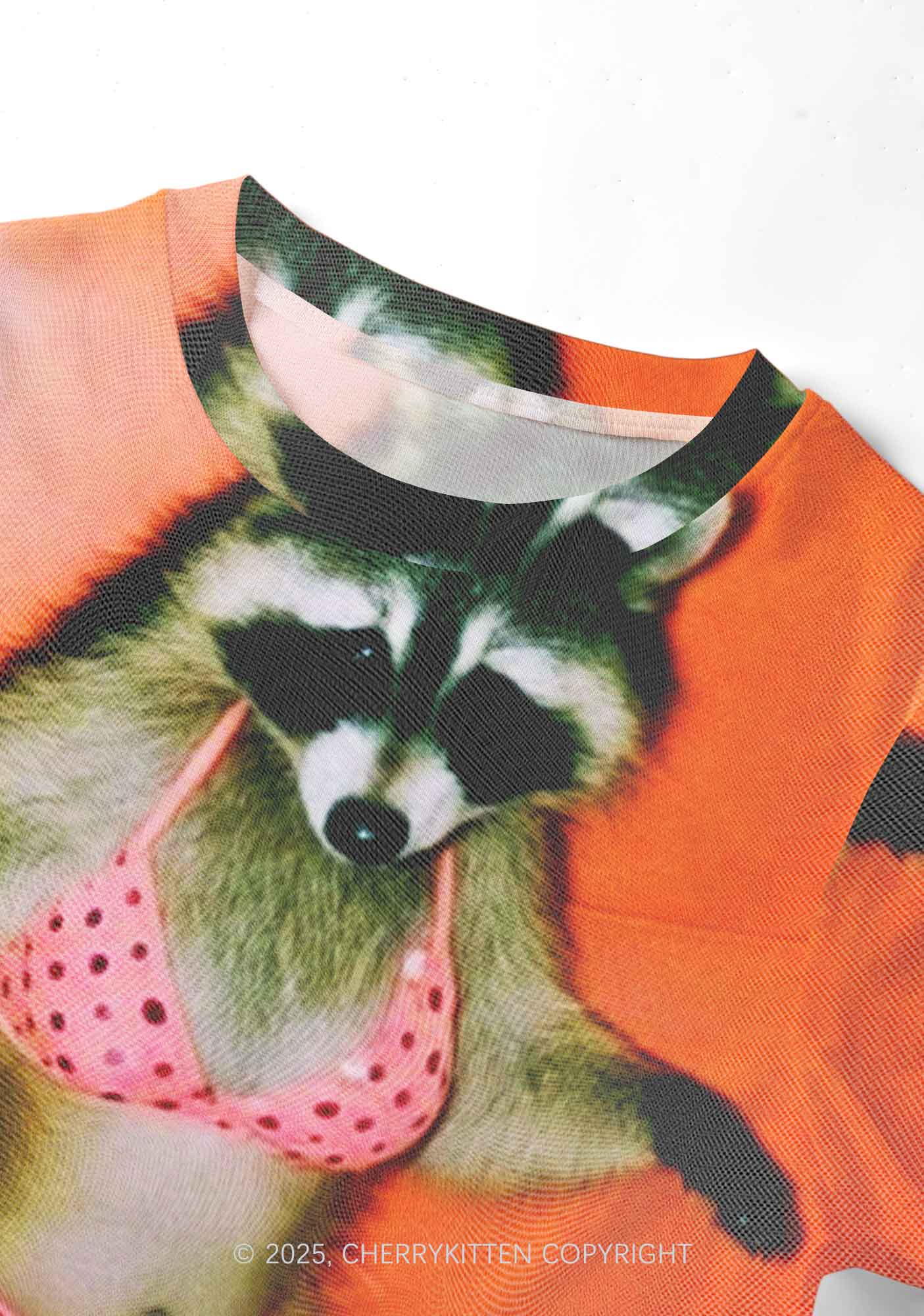 Bikini DJ Raccoon Y2K Mesh Crop Top Cherrykitten - Image 4