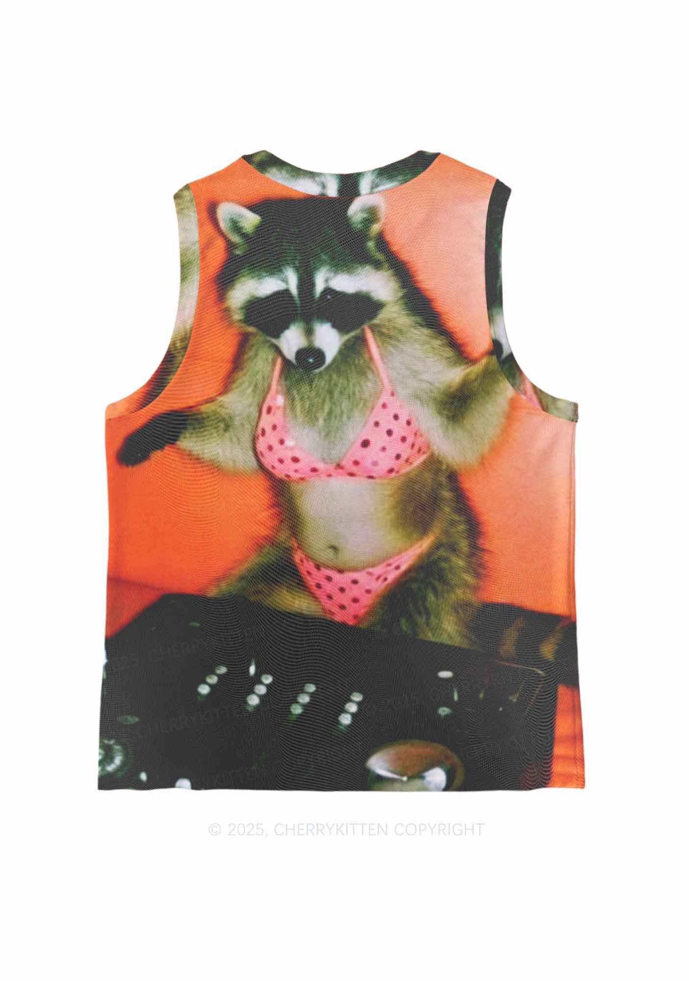 Bikini DJ Raccoon Y2K Mesh Muscle Tank Cherrykitten - Image 3