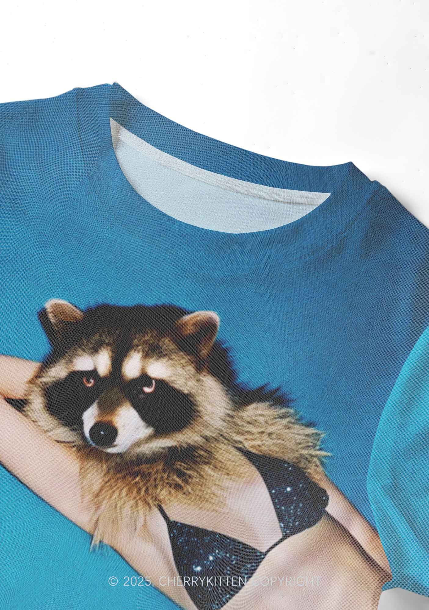 Bikini Raccoon Y2K Mesh Crop Top Cherrykitten - Image 2