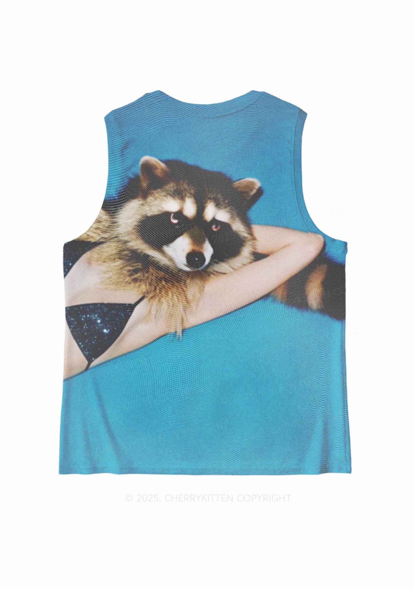 Bikini Raccoon Y2K Mesh Muscle Tank Cherrykitten - Image 3