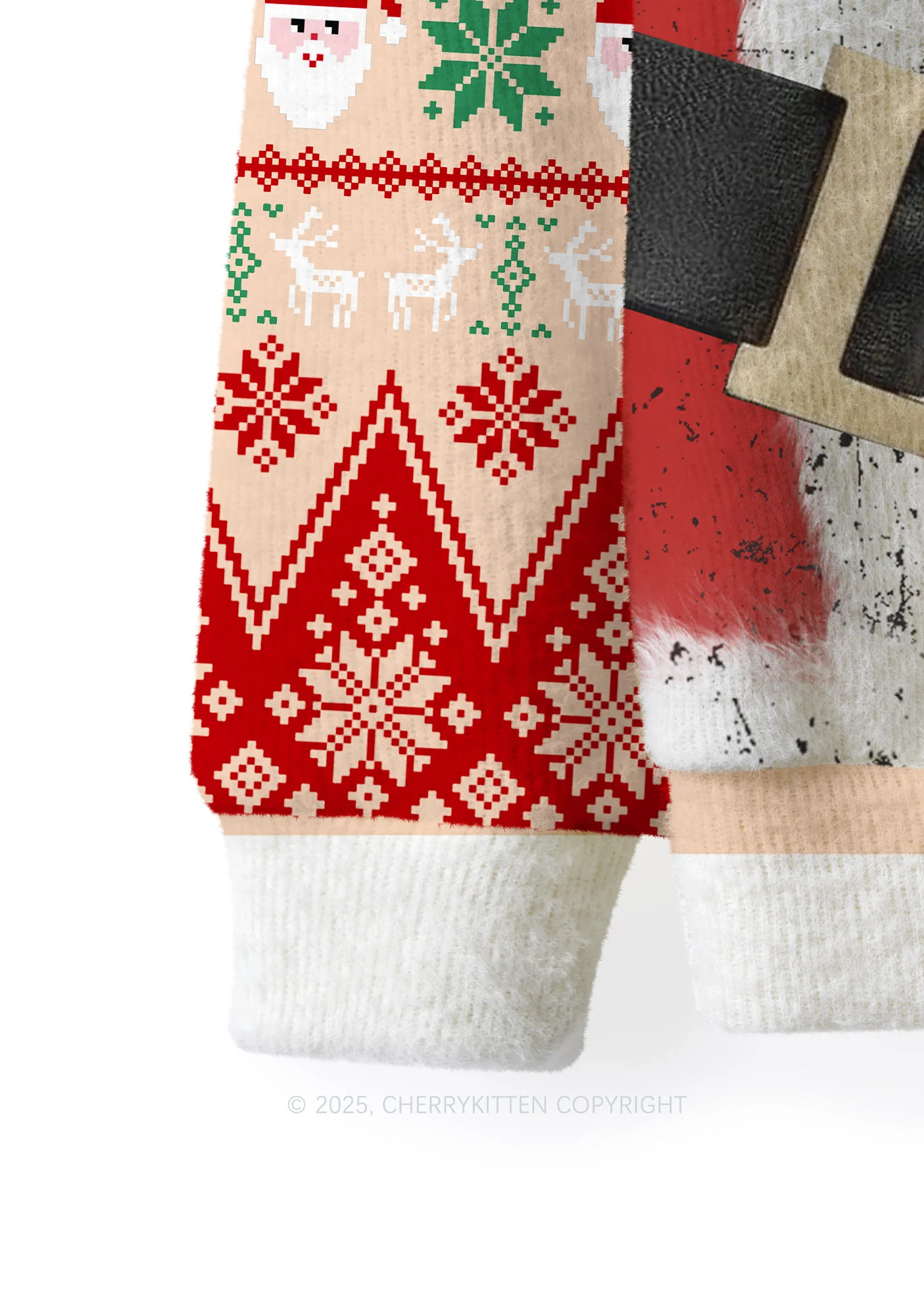 Bikini Santa Y2K Christmas Knit Sweatshirt Cherrykitten - Image 3