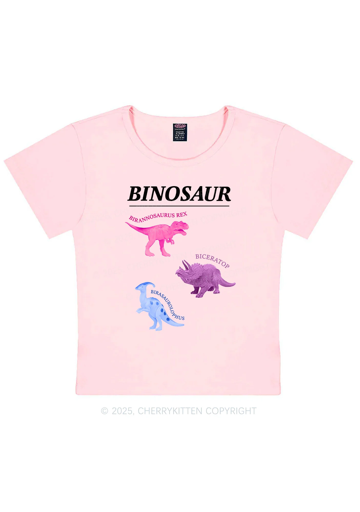 Binosaur Pride Y2K Baby Tee Cherrykitten - Image 10