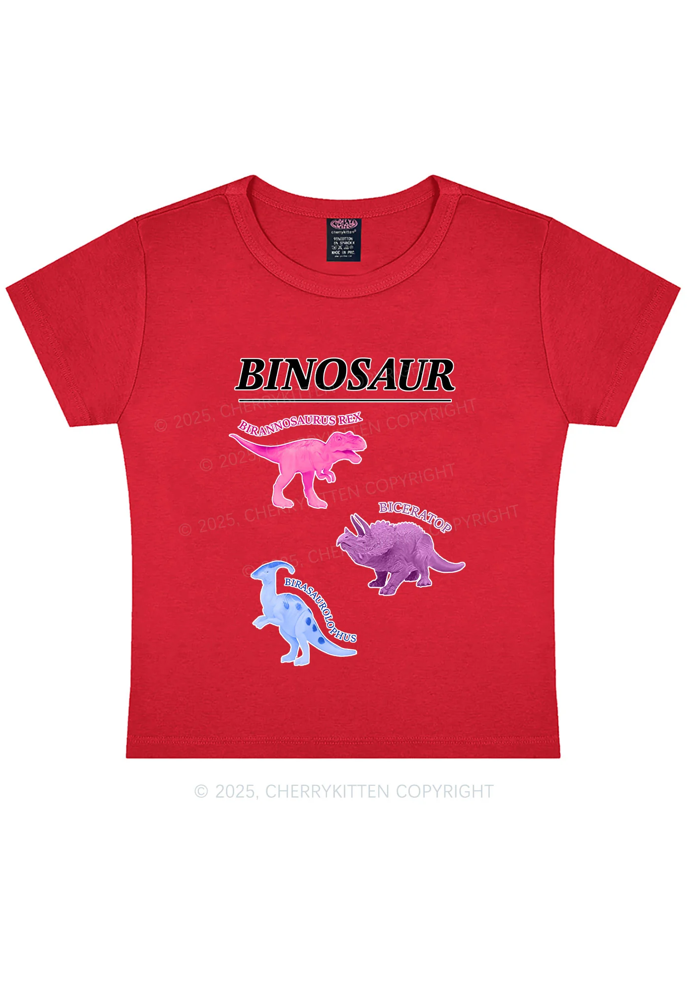Binosaur Pride Y2K Baby Tee Cherrykitten - Image 13