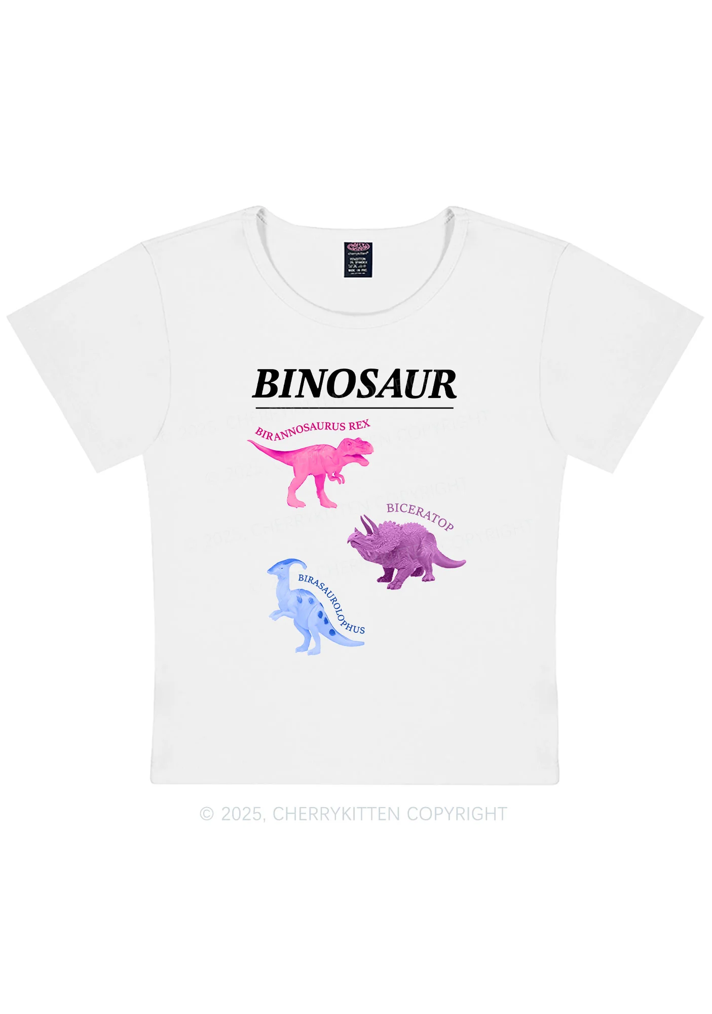 Binosaur Pride Y2K Baby Tee Cherrykitten - Image 4