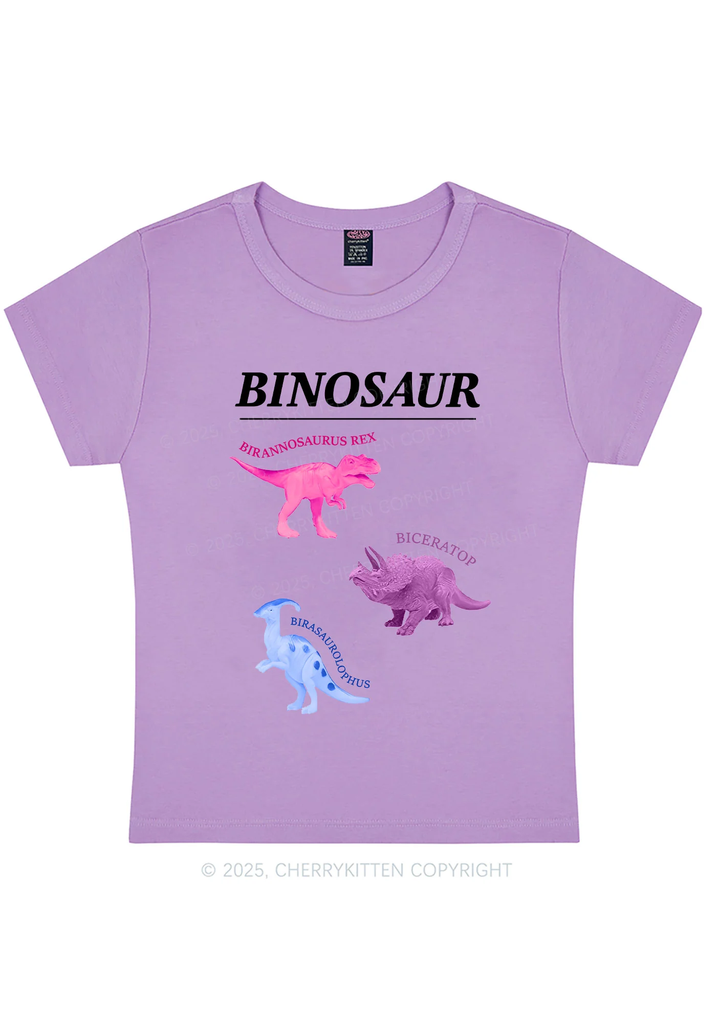 Binosaur Pride Y2K Baby Tee Cherrykitten - Image 5