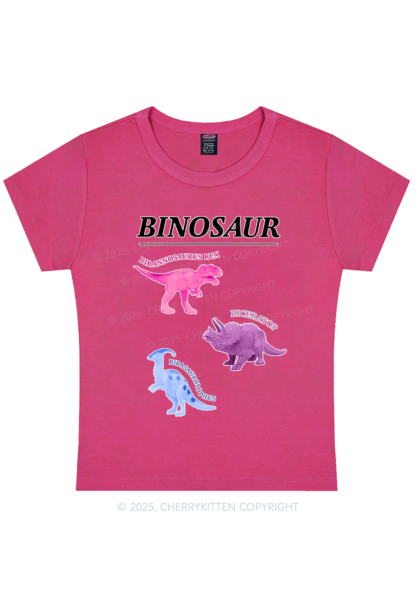 Binosaur Pride Y2K Baby Tee Cherrykitten - Image 6
