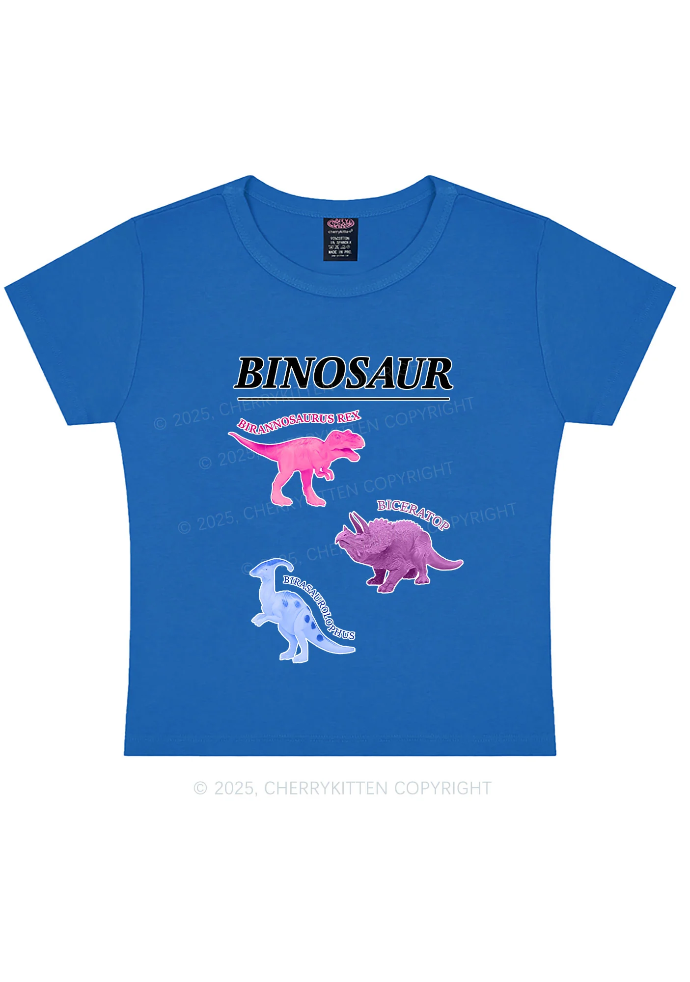 Binosaur Pride Y2K Baby Tee Cherrykitten - Image 7