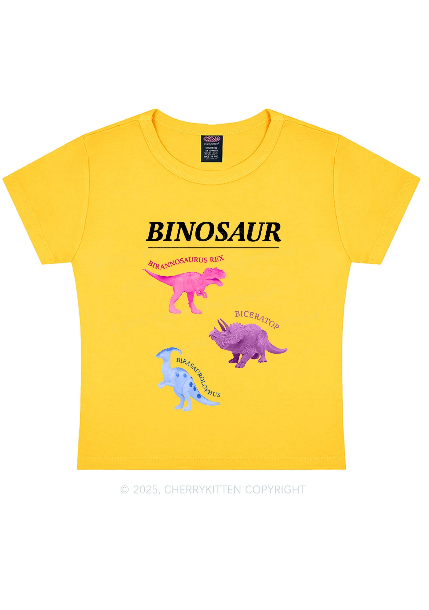 Binosaur Pride Y2K Baby Tee Cherrykitten - Image 8