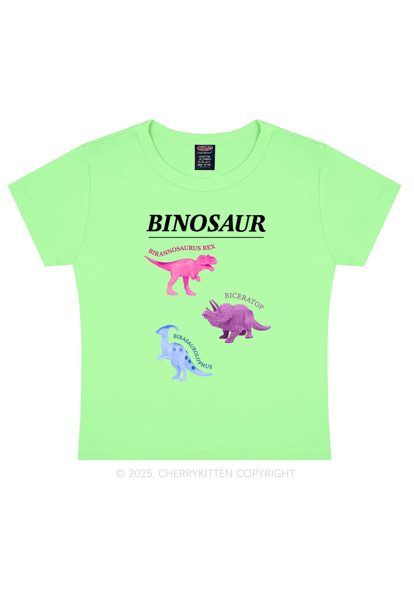 Binosaur Pride Y2K Baby Tee Cherrykitten - Image 9