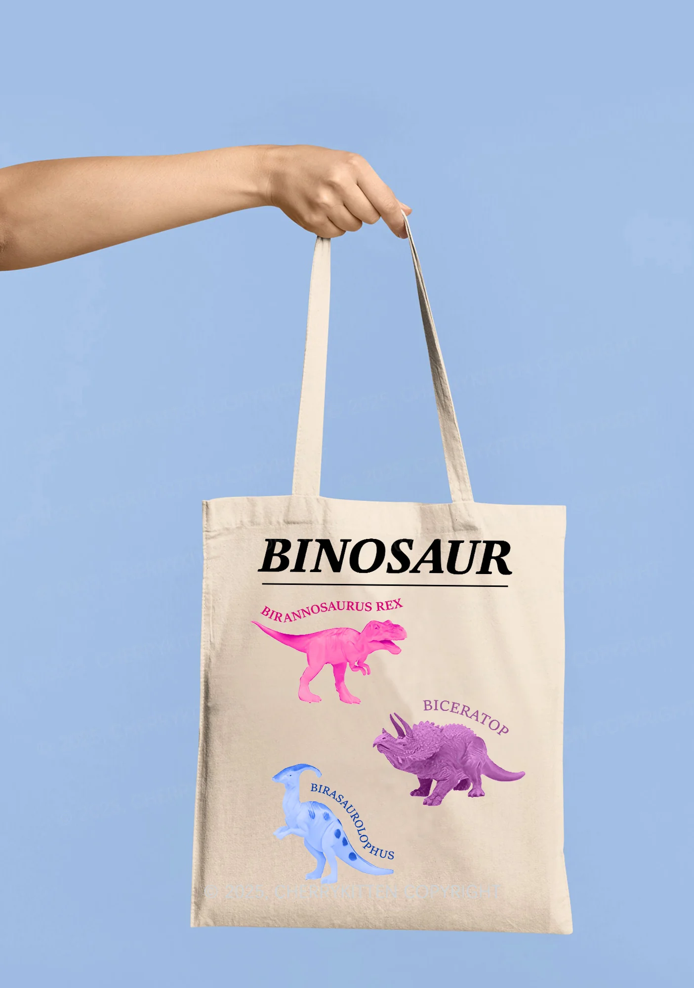 Binosaur Pride Y2K Canvas Tote Bag Cherrykitten - Image 2