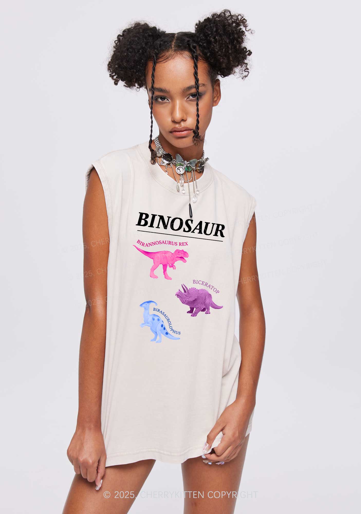 Binosaur Pride Y2K Washed Muscle Tank Cherrykitten - Image 2