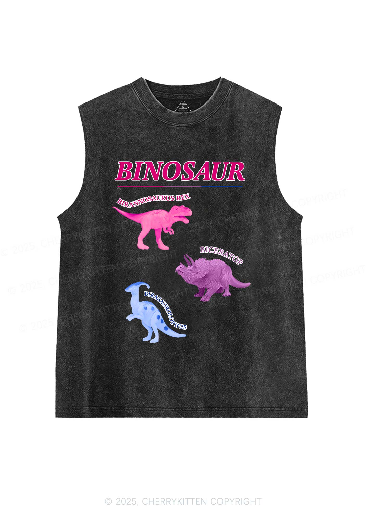 Binosaur Pride Y2K Washed Muscle Tank Cherrykitten - Image 3