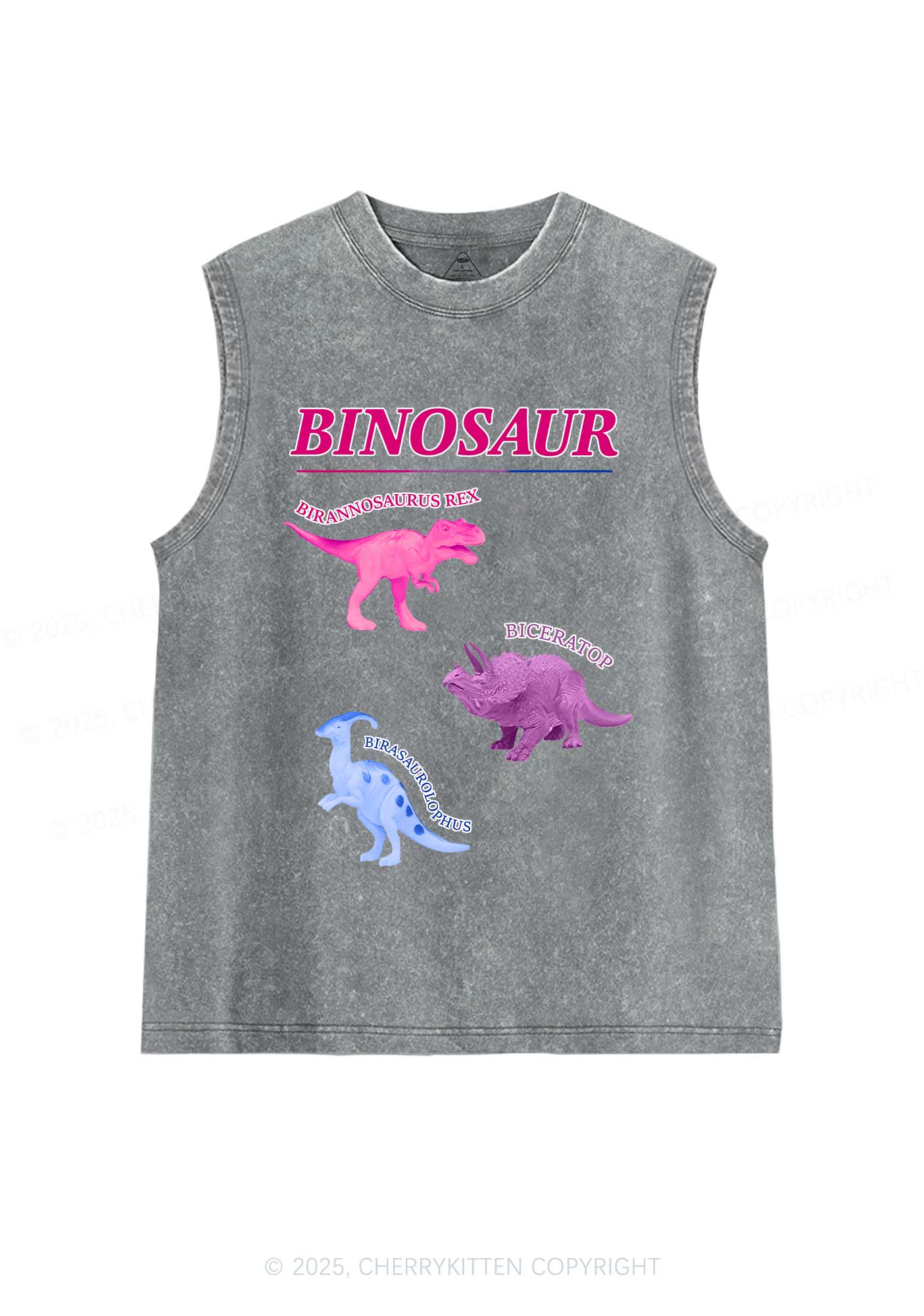 Binosaur Pride Y2K Washed Muscle Tank Cherrykitten - Image 5