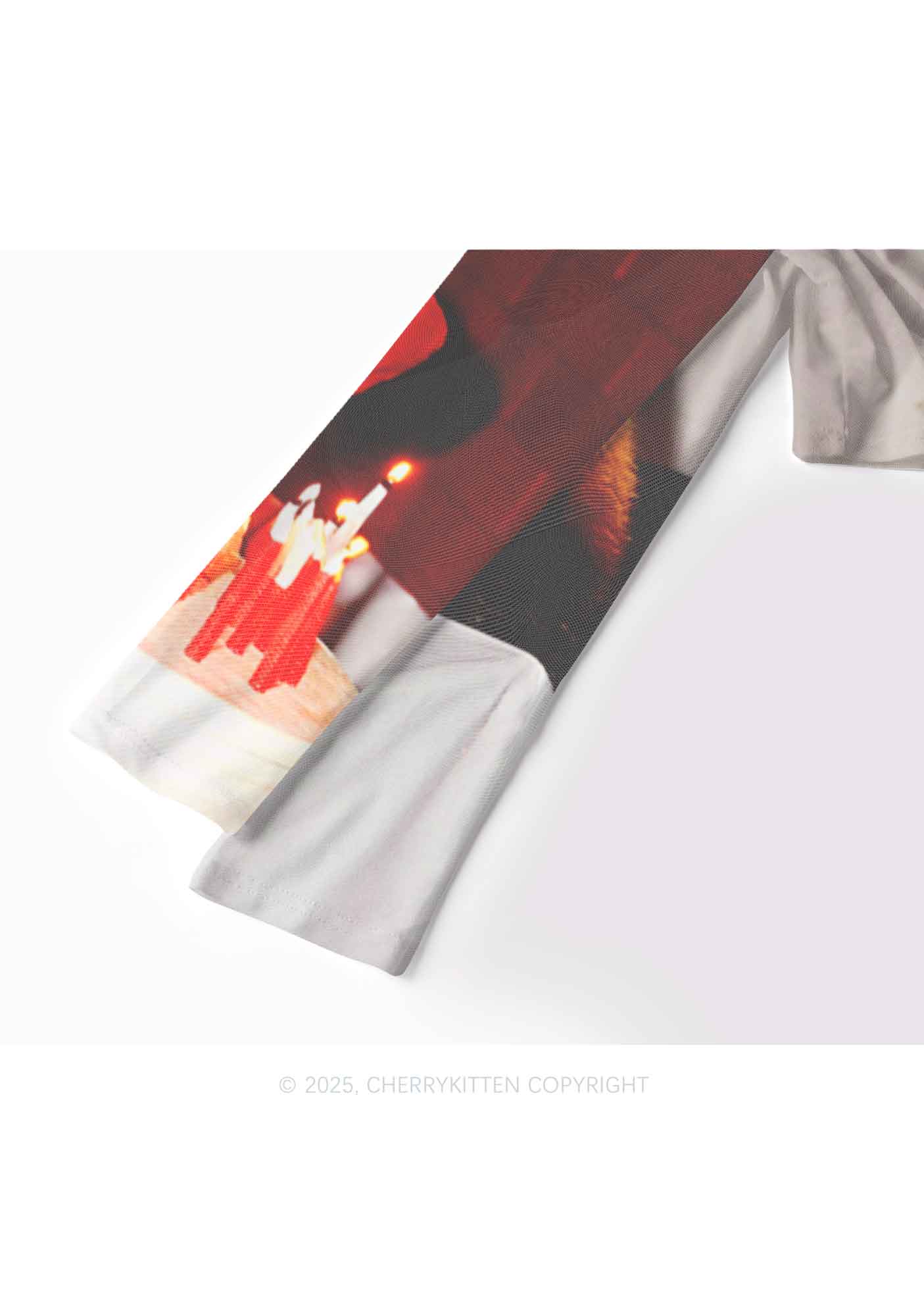 Birthday Cake Raccoon Y2K Mesh Long Sleeve Crop Top Cherrykitten - Image 4