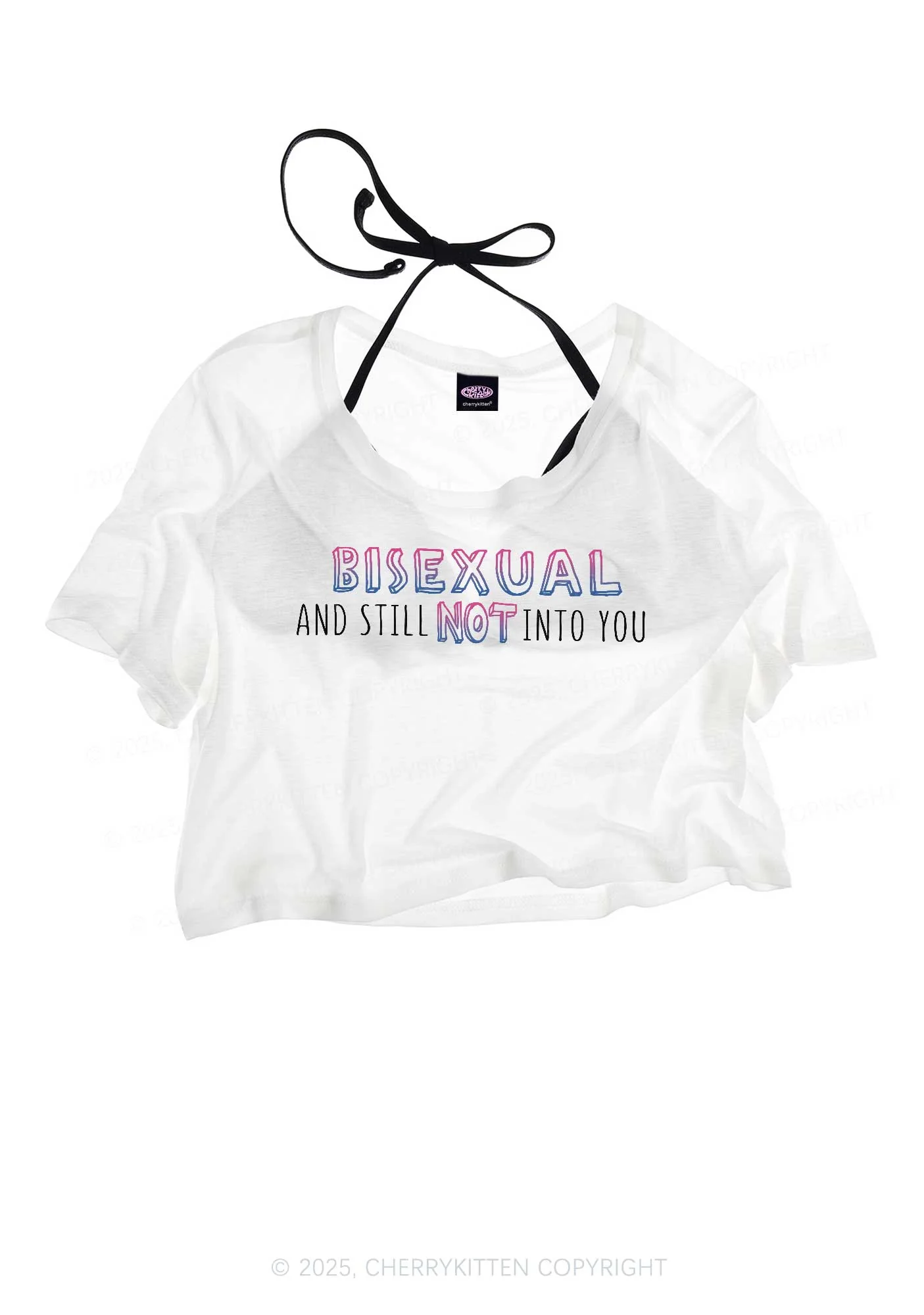 Bisexual And Still Not Into You Pride Y2K Sheer Crop Tee Cherrykitten - Image 3