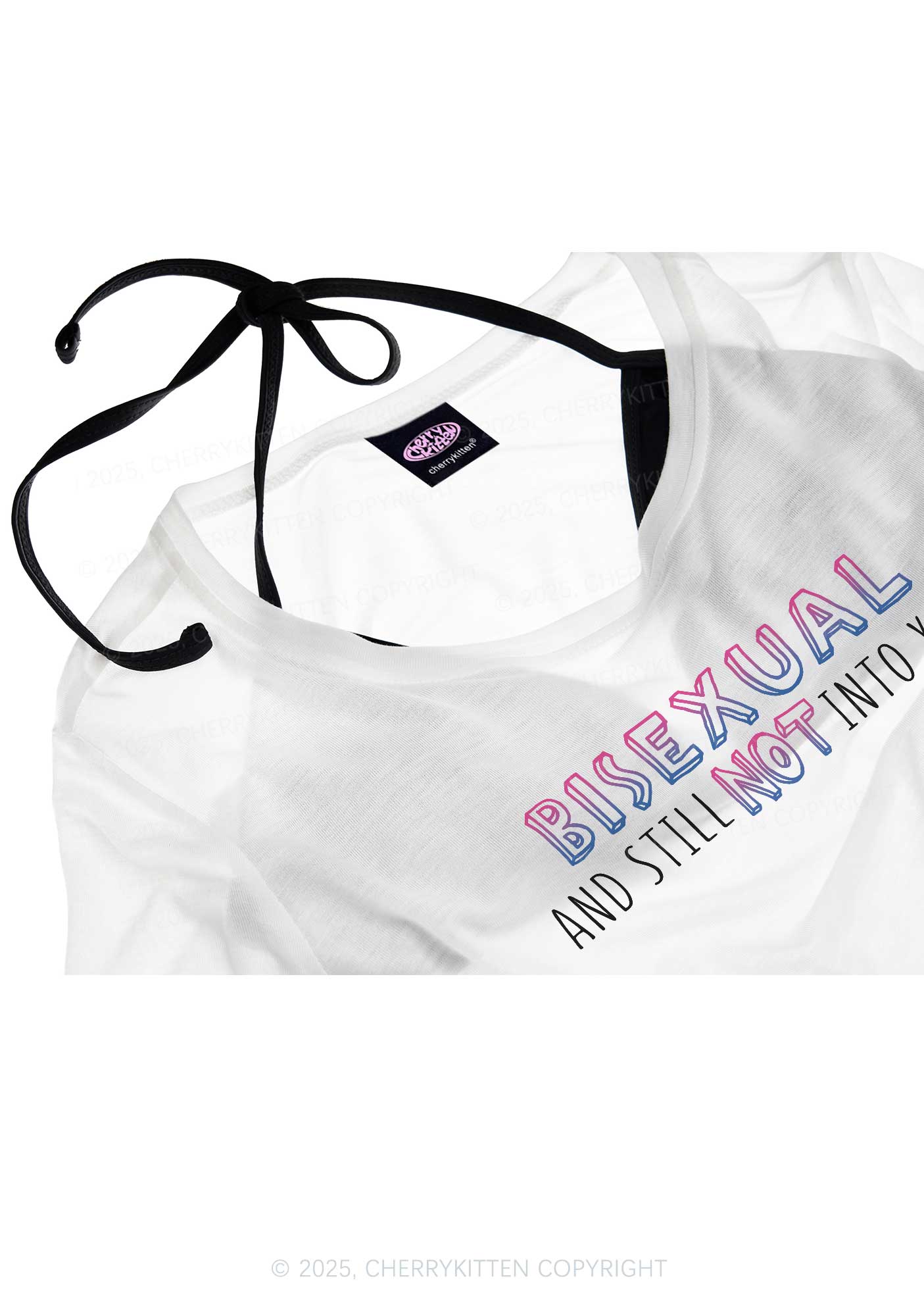 Bisexual And Still Not Into You Pride Y2K Sheer Crop Tee Cherrykitten - Image 4