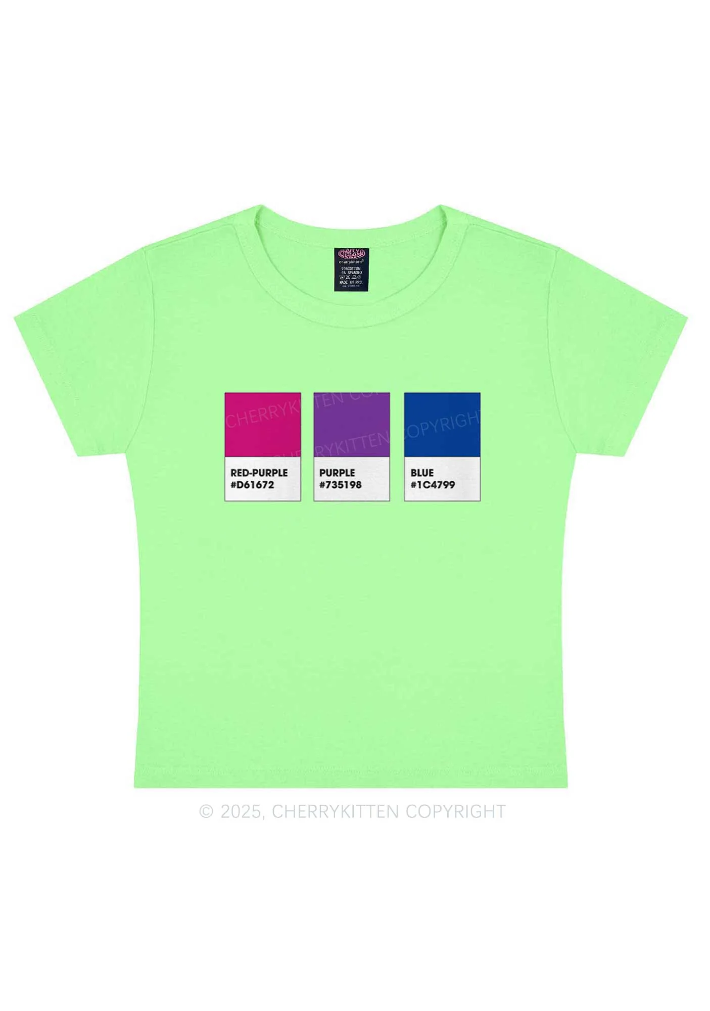 Bisexual Flag Colors Pride Y2K Baby Tee Cherrykitten - Image 10