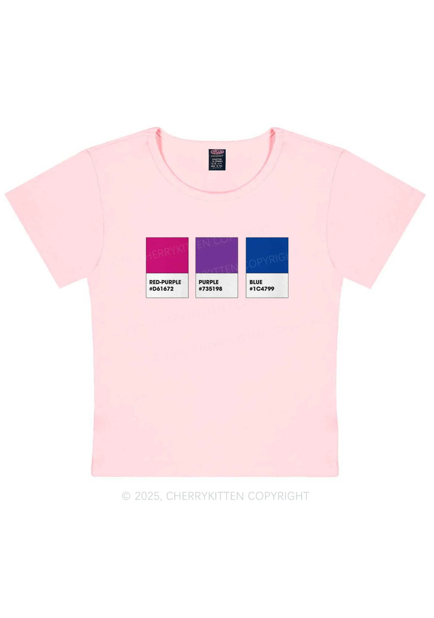 Bisexual Flag Colors Pride Y2K Baby Tee Cherrykitten - Image 11