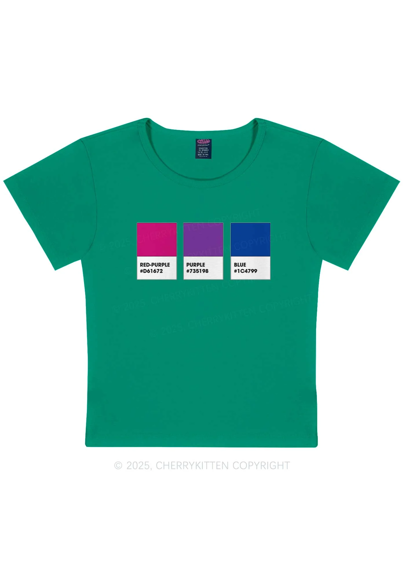 Bisexual Flag Colors Pride Y2K Baby Tee Cherrykitten - Image 12
