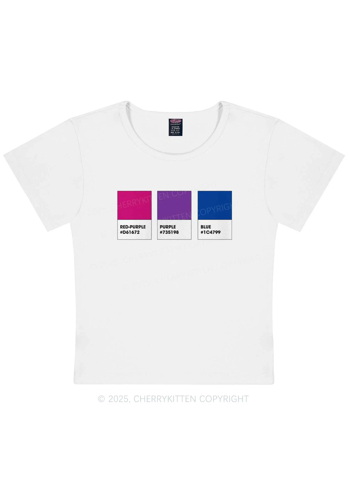 Bisexual Flag Colors Pride Y2K Baby Tee Cherrykitten - Image 3