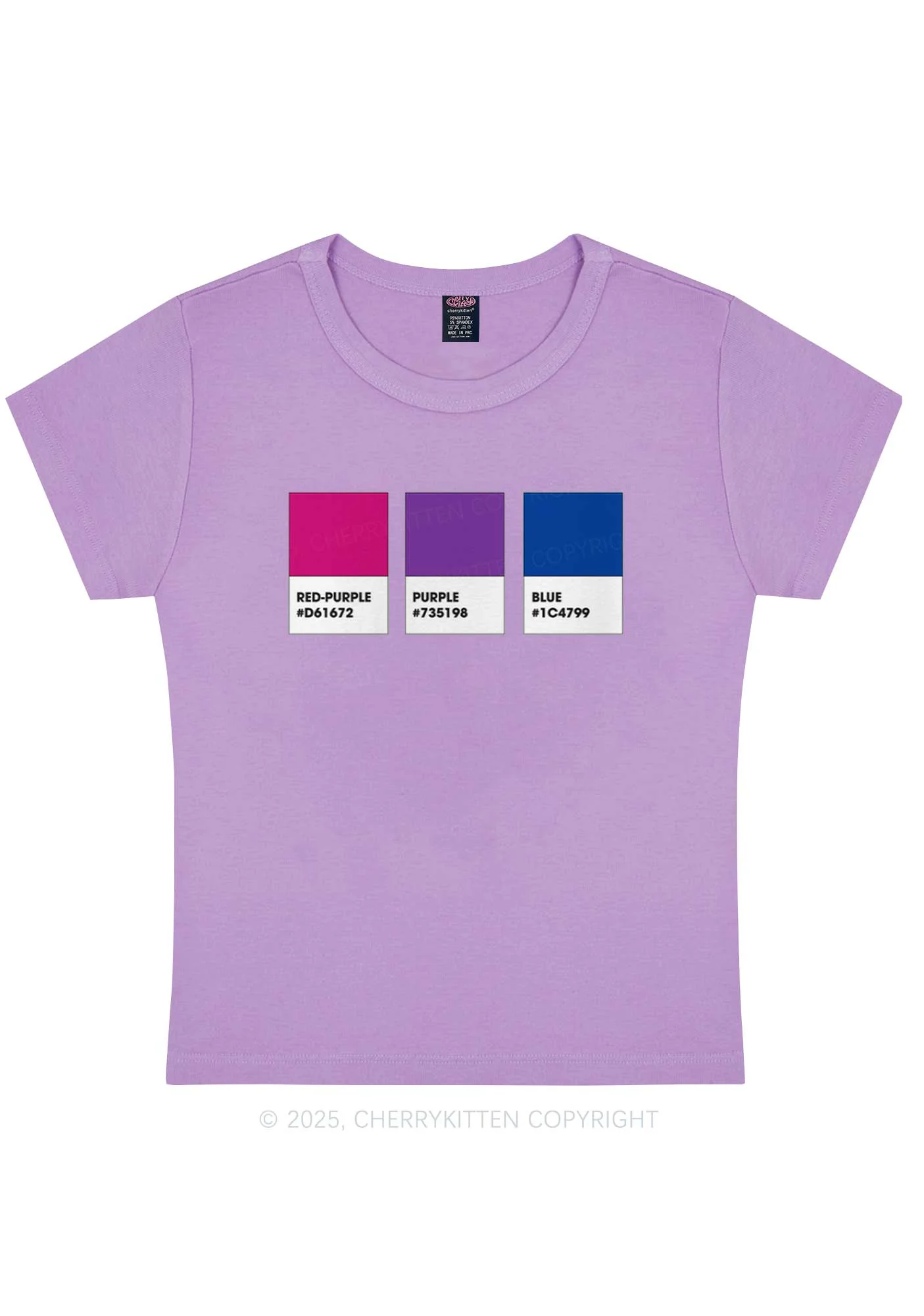 Bisexual Flag Colors Pride Y2K Baby Tee Cherrykitten - Image 4