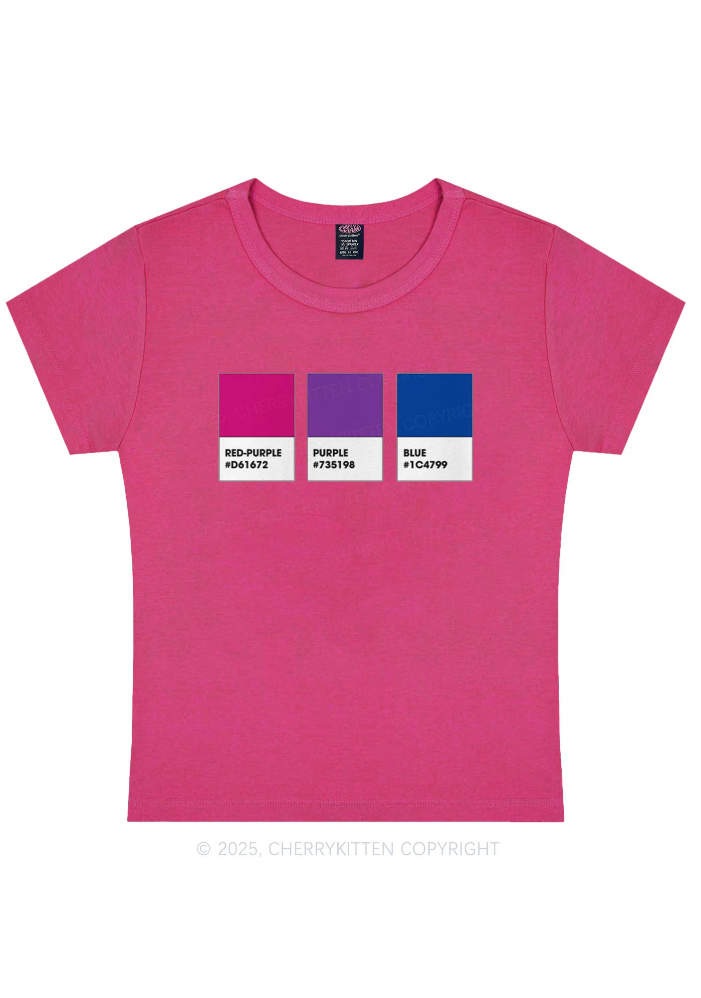 Bisexual Flag Colors Pride Y2K Baby Tee Cherrykitten - Image 5