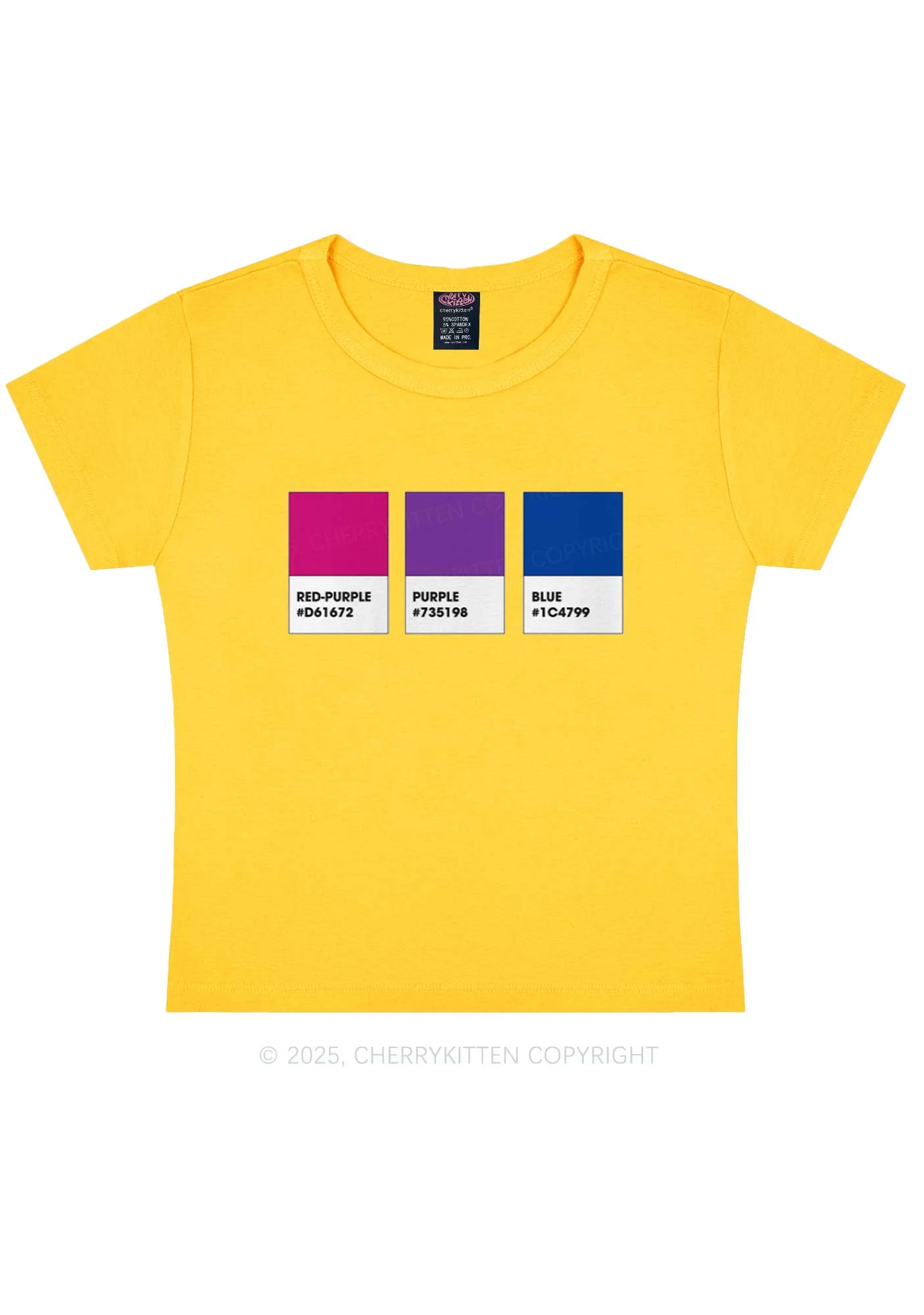 Bisexual Flag Colors Pride Y2K Baby Tee Cherrykitten - Image 6
