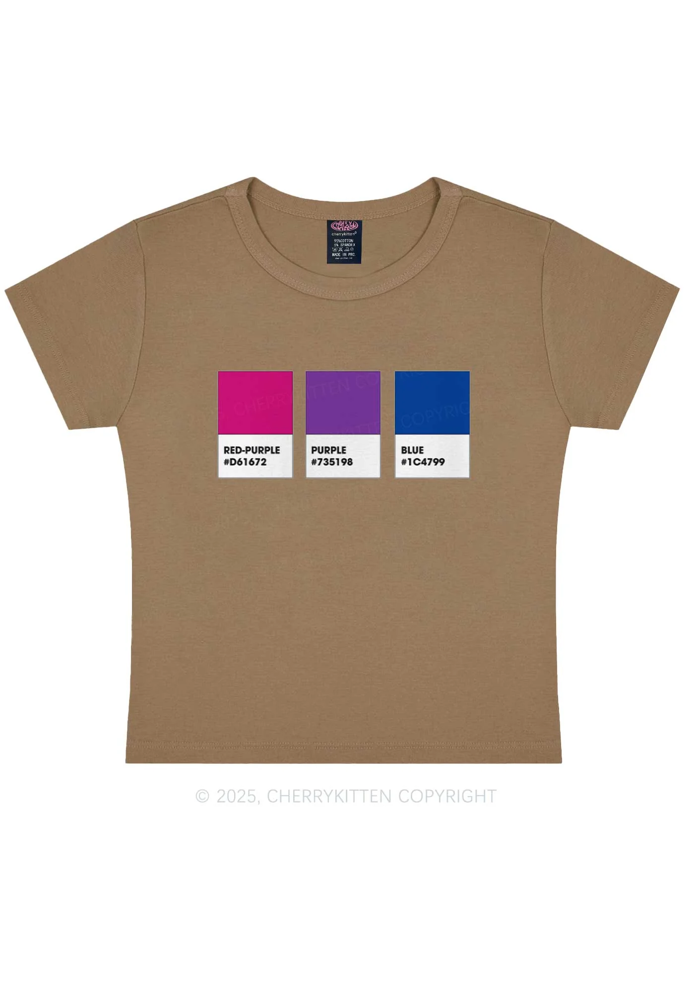 Bisexual Flag Colors Pride Y2K Baby Tee Cherrykitten - Image 8