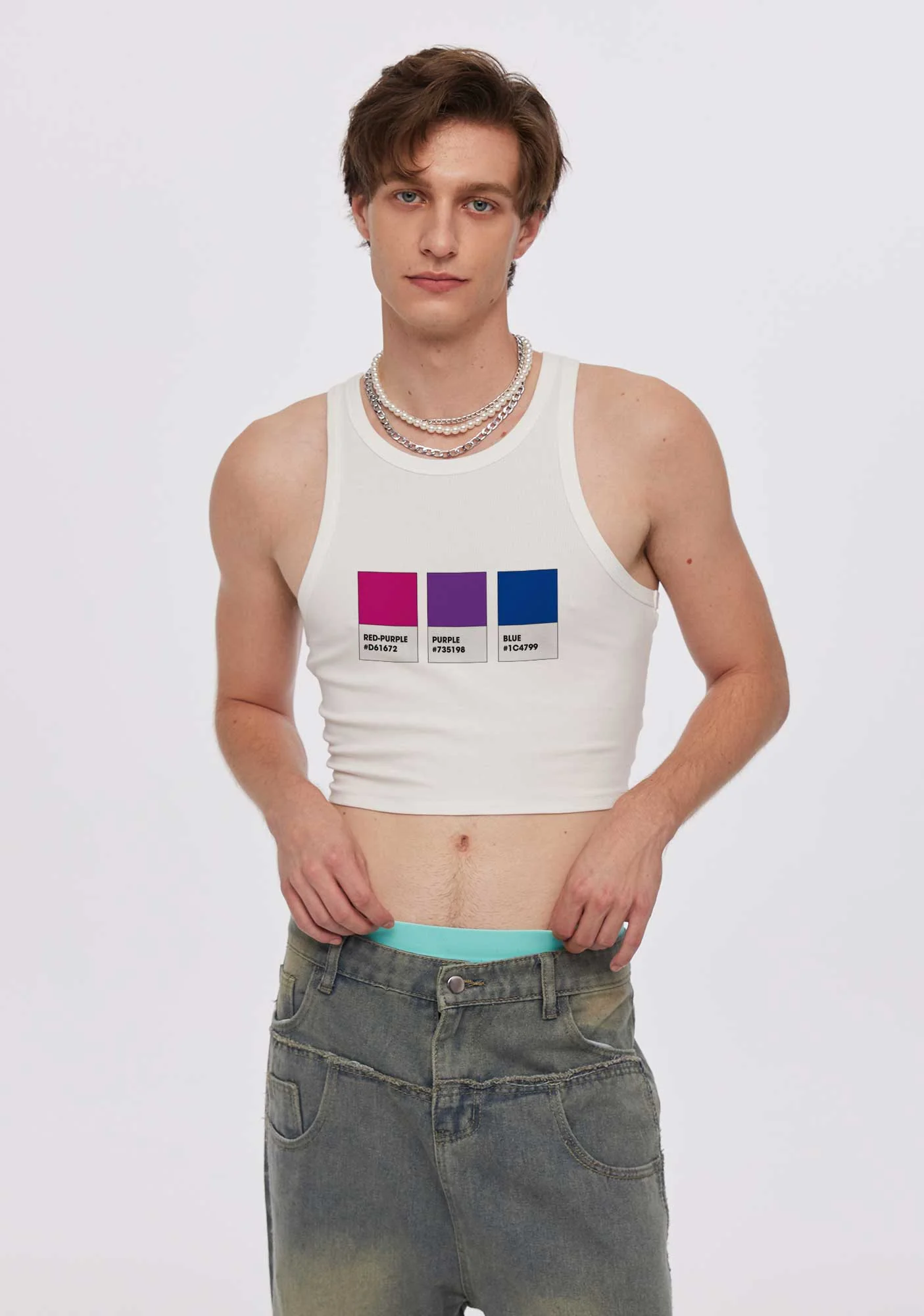 Bisexual Flag Colors Pride Y2K Crop Tank Top Cherrykitten - Image 2