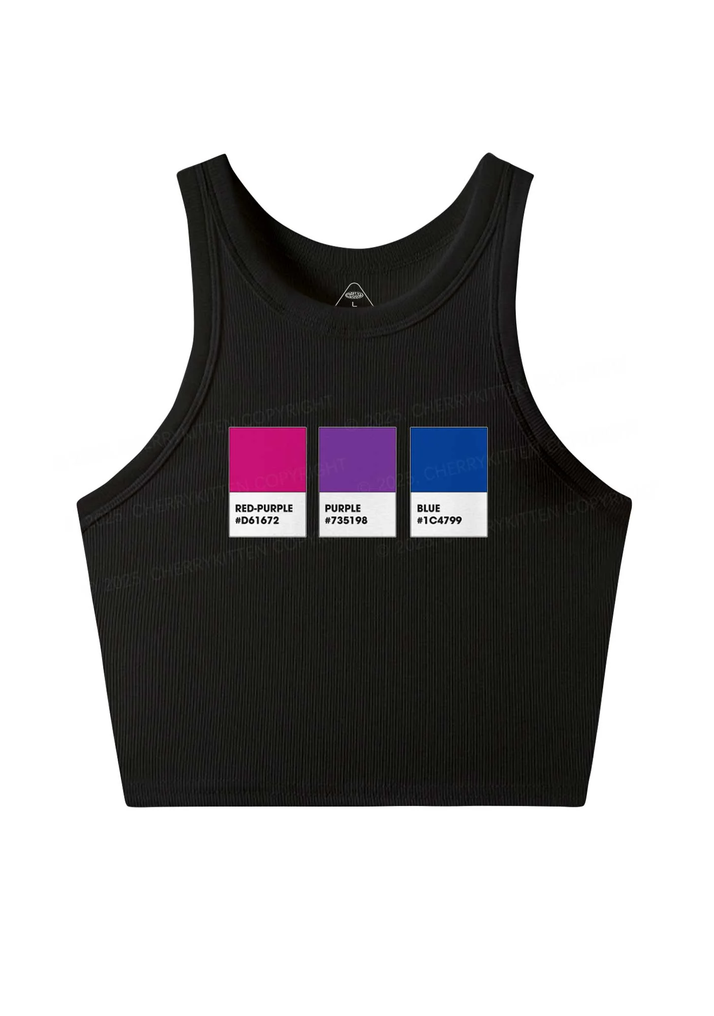 Bisexual Flag Colors Pride Y2K Crop Tank Top Cherrykitten - Image 3