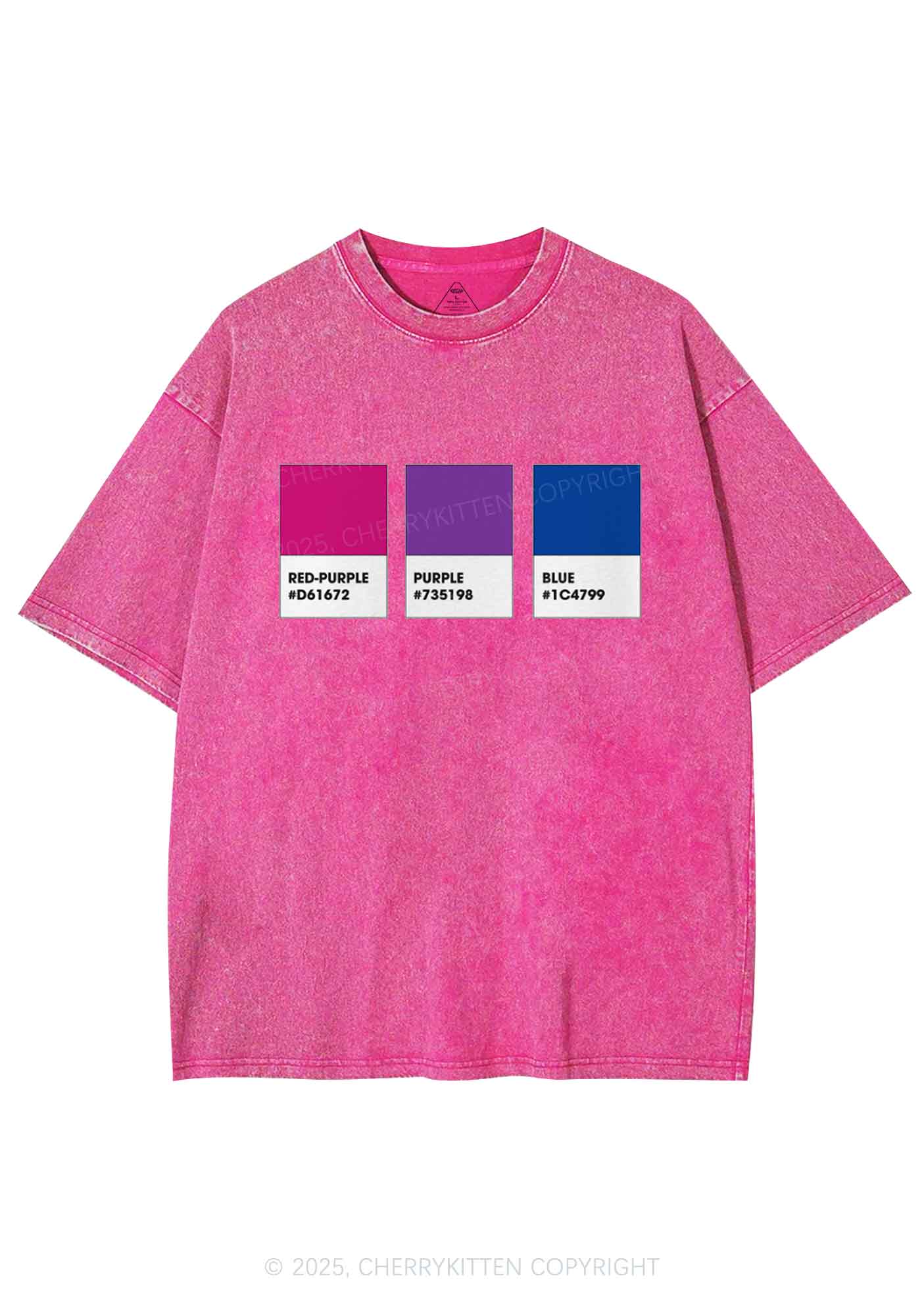 Bisexual Flag Colors Pride Y2K Shirts Washed Tee Cherrykitten - Image 4