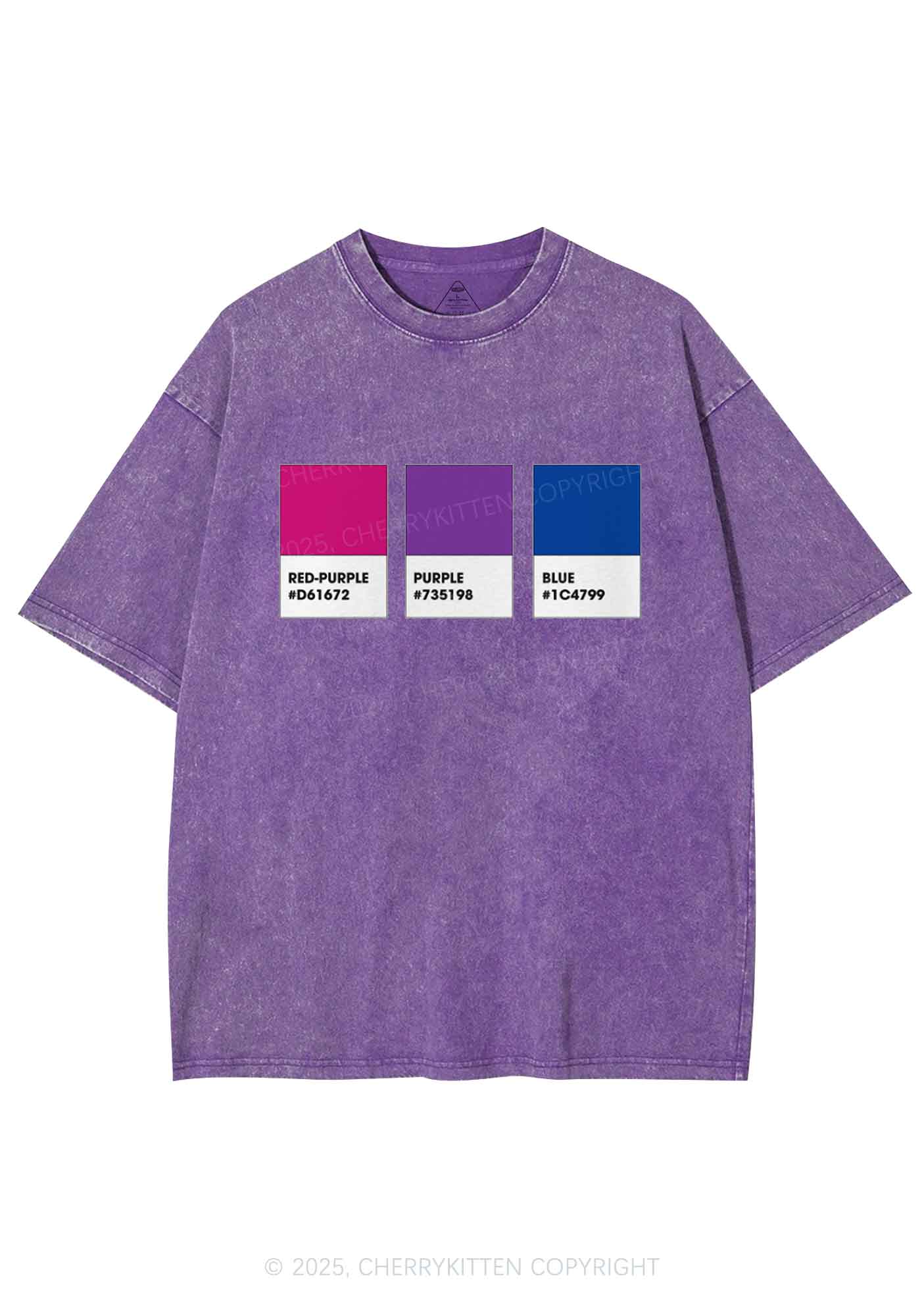 Bisexual Flag Colors Pride Y2K Shirts Washed Tee Cherrykitten - Image 5