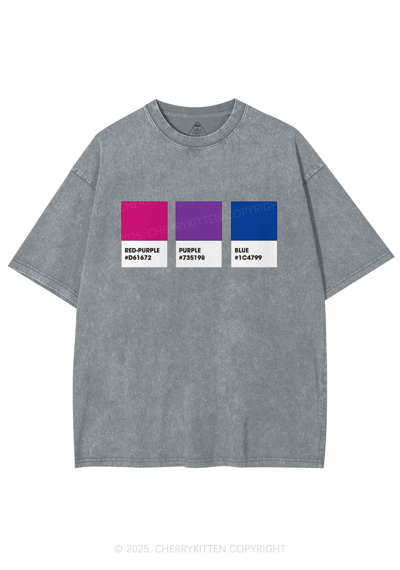 Bisexual Flag Colors Pride Y2K Shirts Washed Tee Cherrykitten - Image 7
