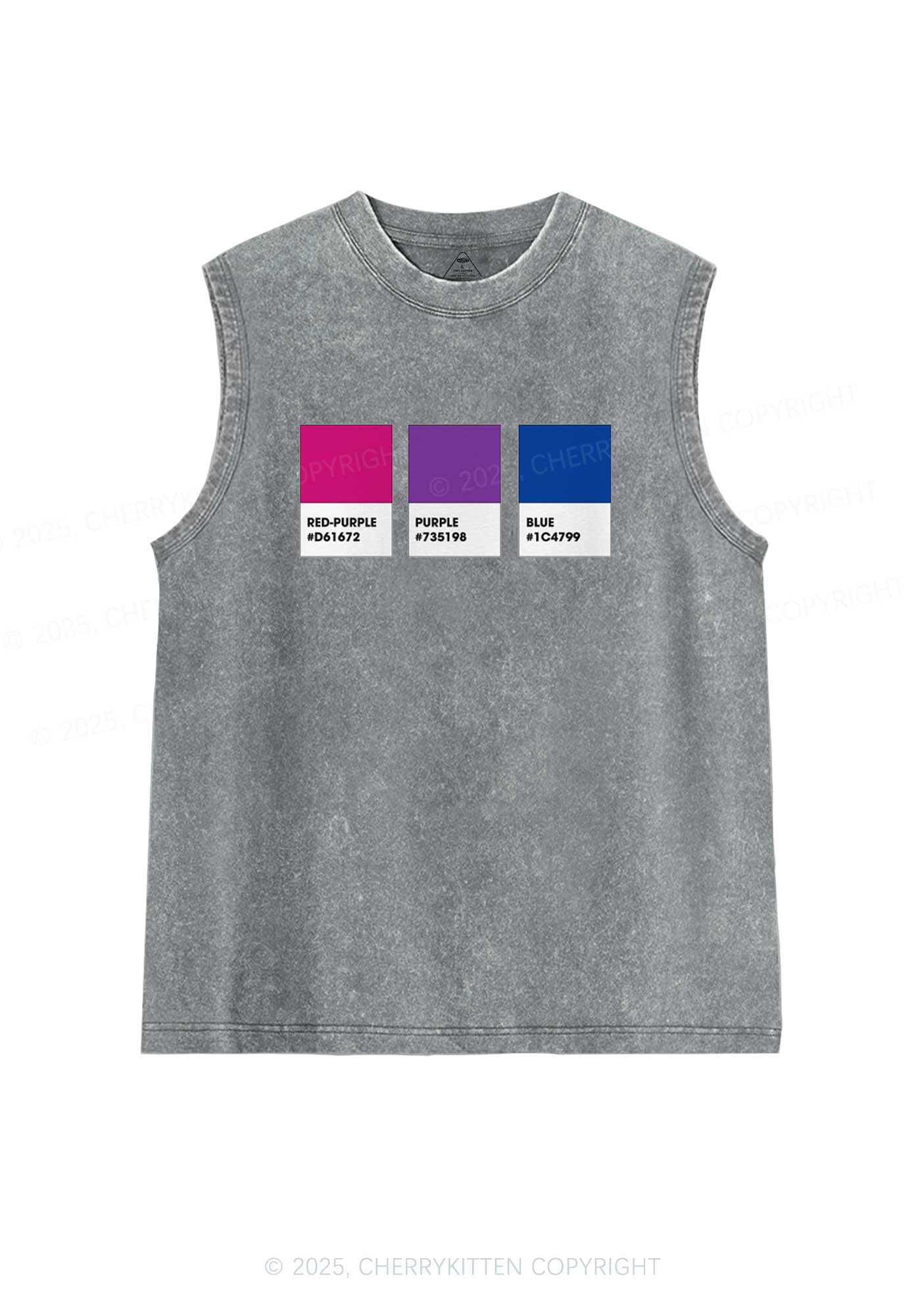 Bisexual Flag Colors Pride Y2K Washed Muscle Tank Cherrykitten - Image 5