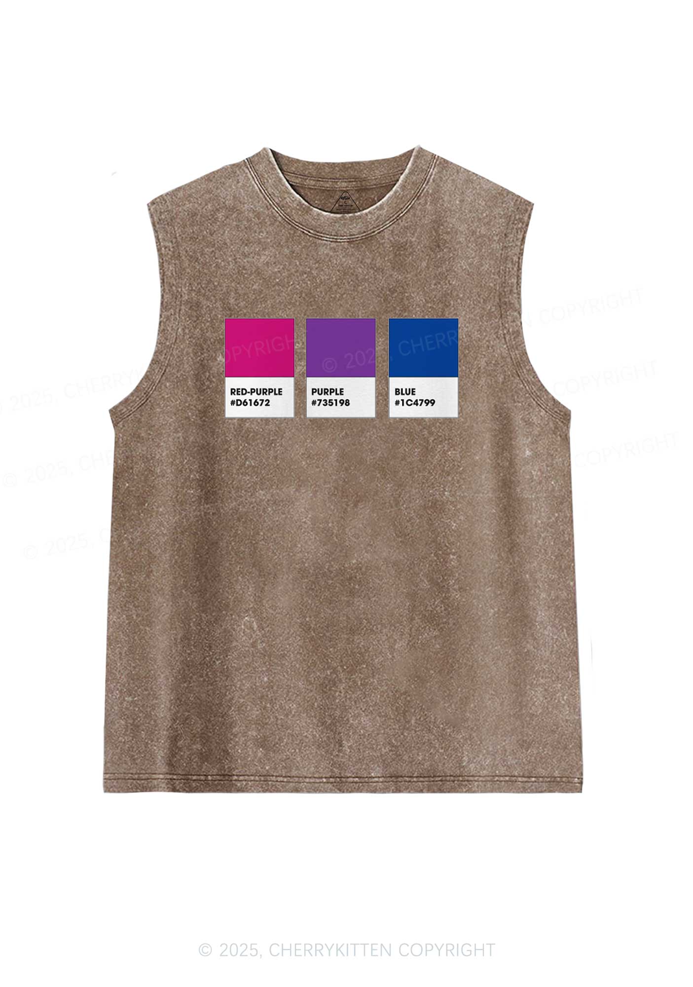 Bisexual Flag Colors Pride Y2K Washed Muscle Tank Cherrykitten - Image 6
