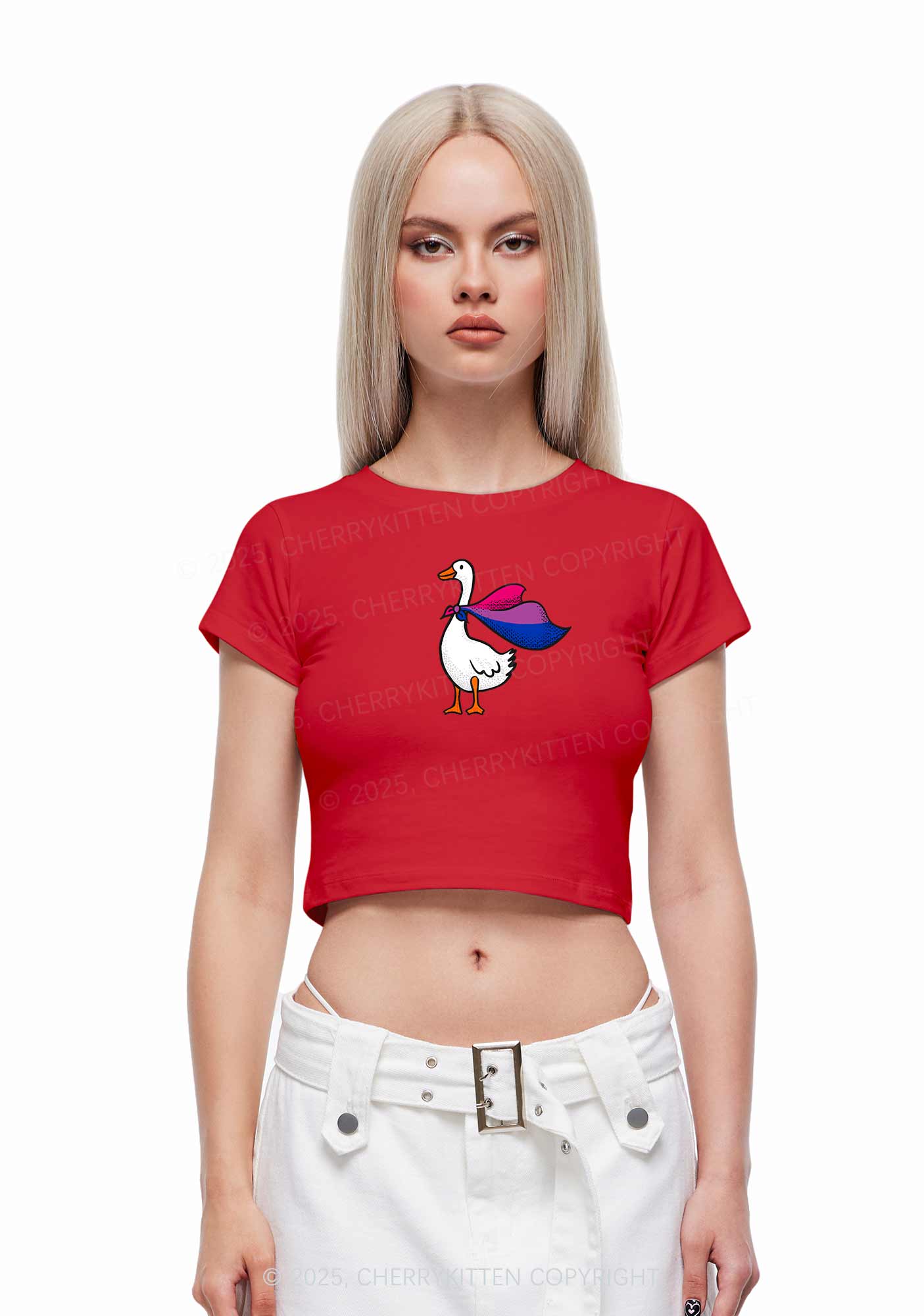 Bisexual Goose Pride Y2K Baby Tee Cherrykitten - Image 2