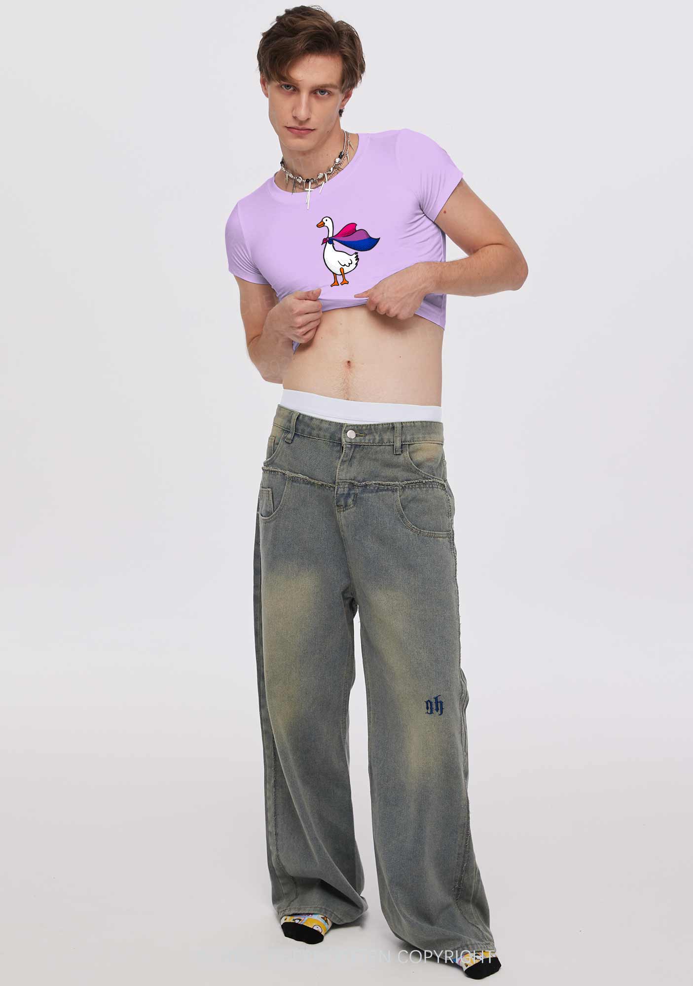 Bisexual Goose Pride Y2K Baby Tee Cherrykitten - Image 3