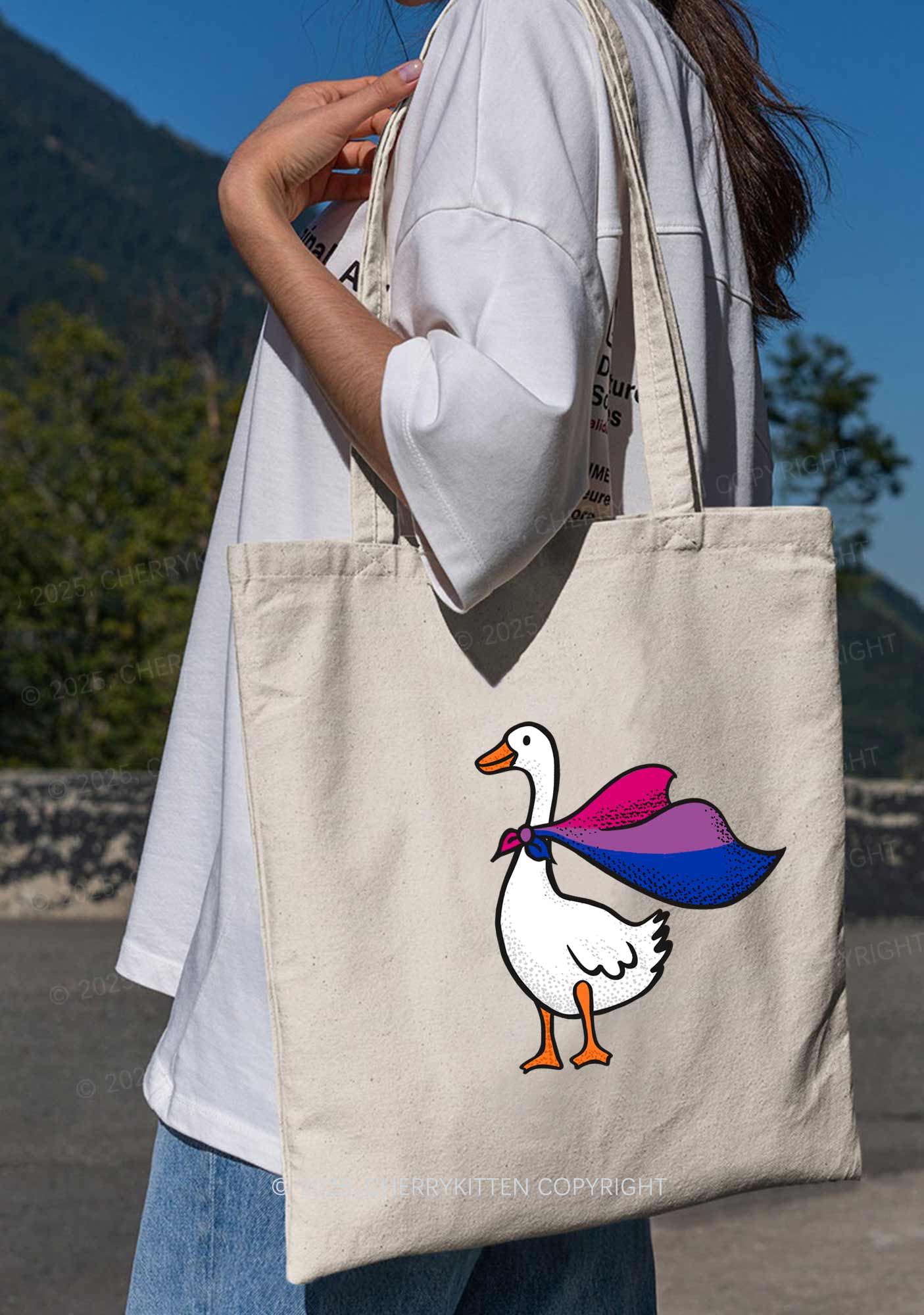 Bisexual Goose Pride Y2K Canvas Tote Bag Cherrykitten - Image 2