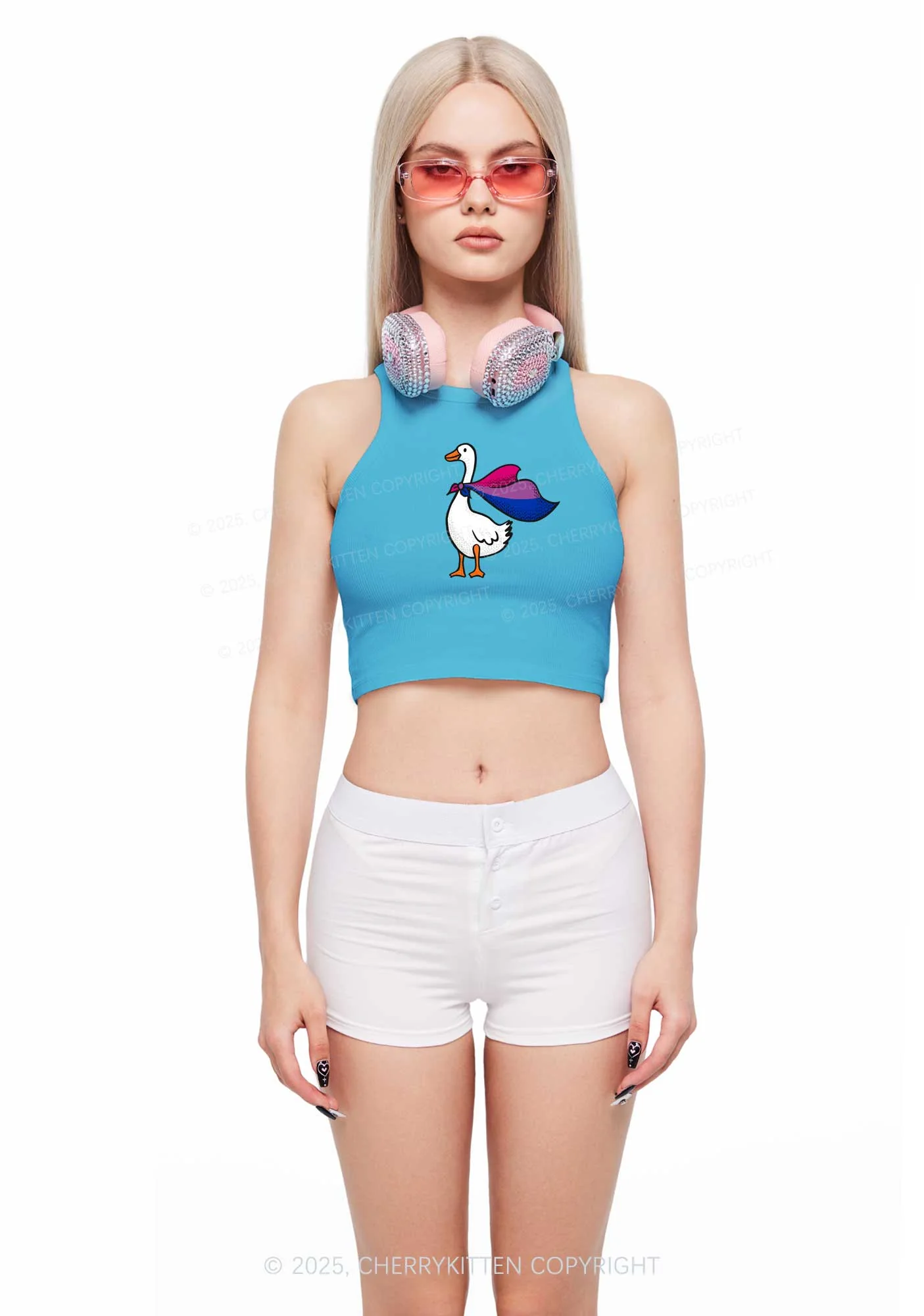 Bisexual Goose Pride Y2K Crop Tank Top Cherrykitten - Image 2